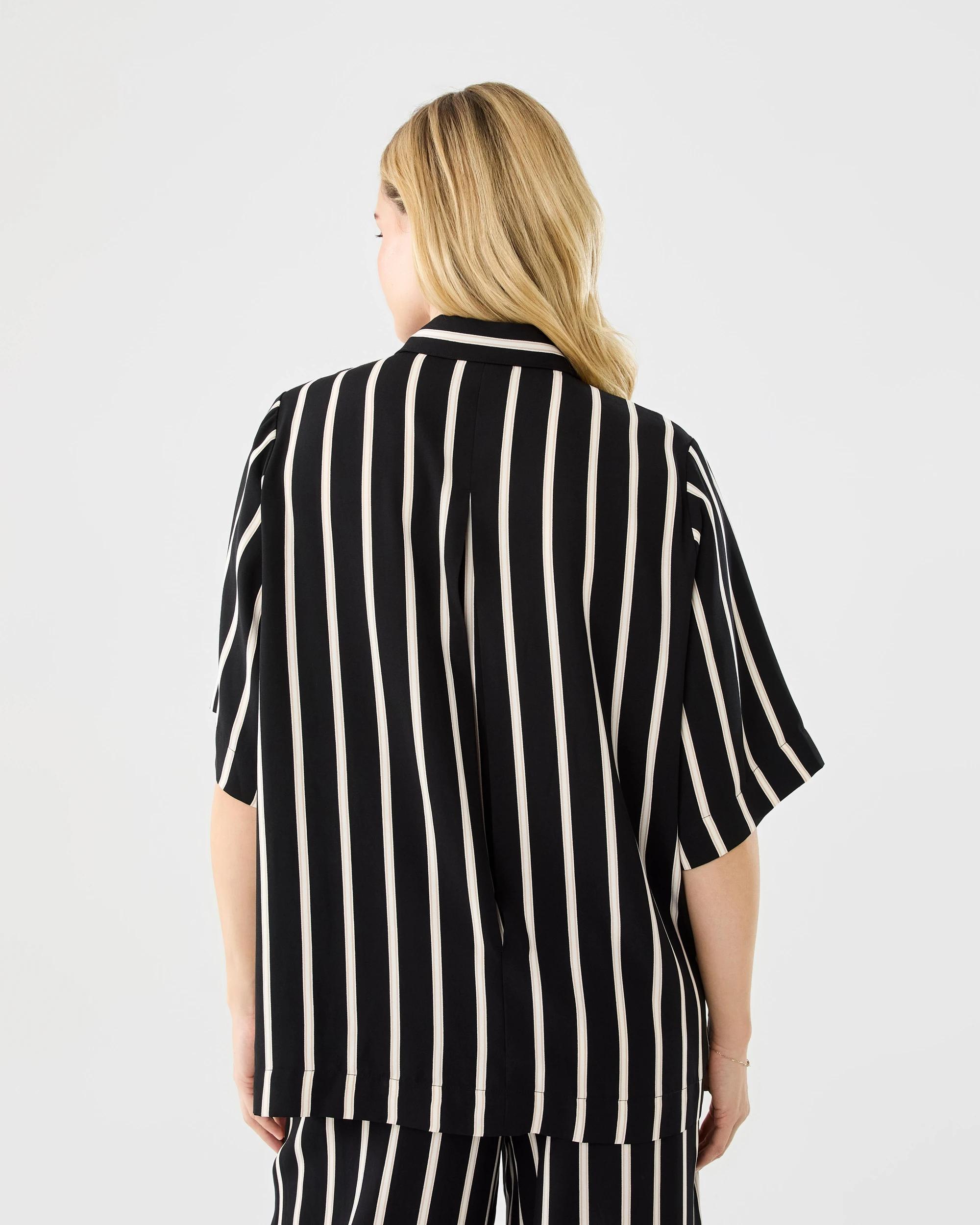 3 Short Sleeve Relaxed Print Shirt Strp Blk, 3 of 9