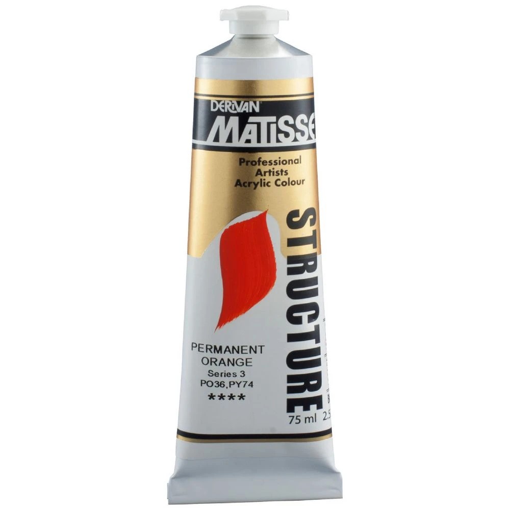 1 Derivan Matisse Structure Paint 75mL Permanent Orange S3, 1 of 2