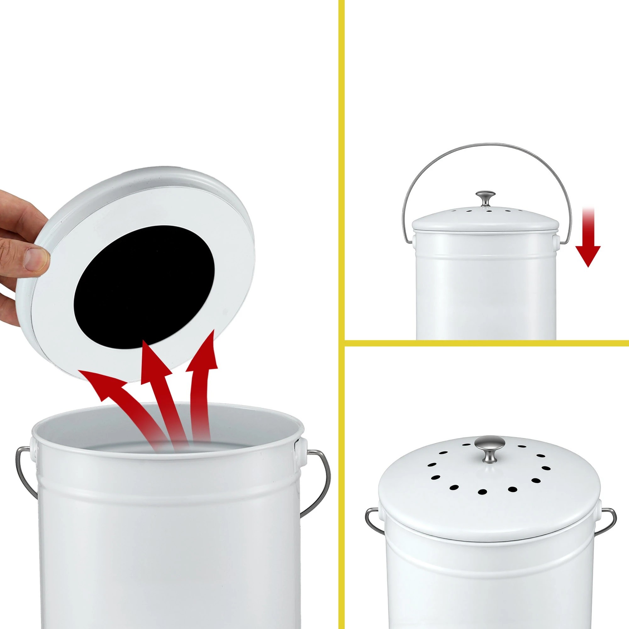 7 Gardeon Kitchen Compost Bin 6L Food Waste Bin - White, 7 of 9