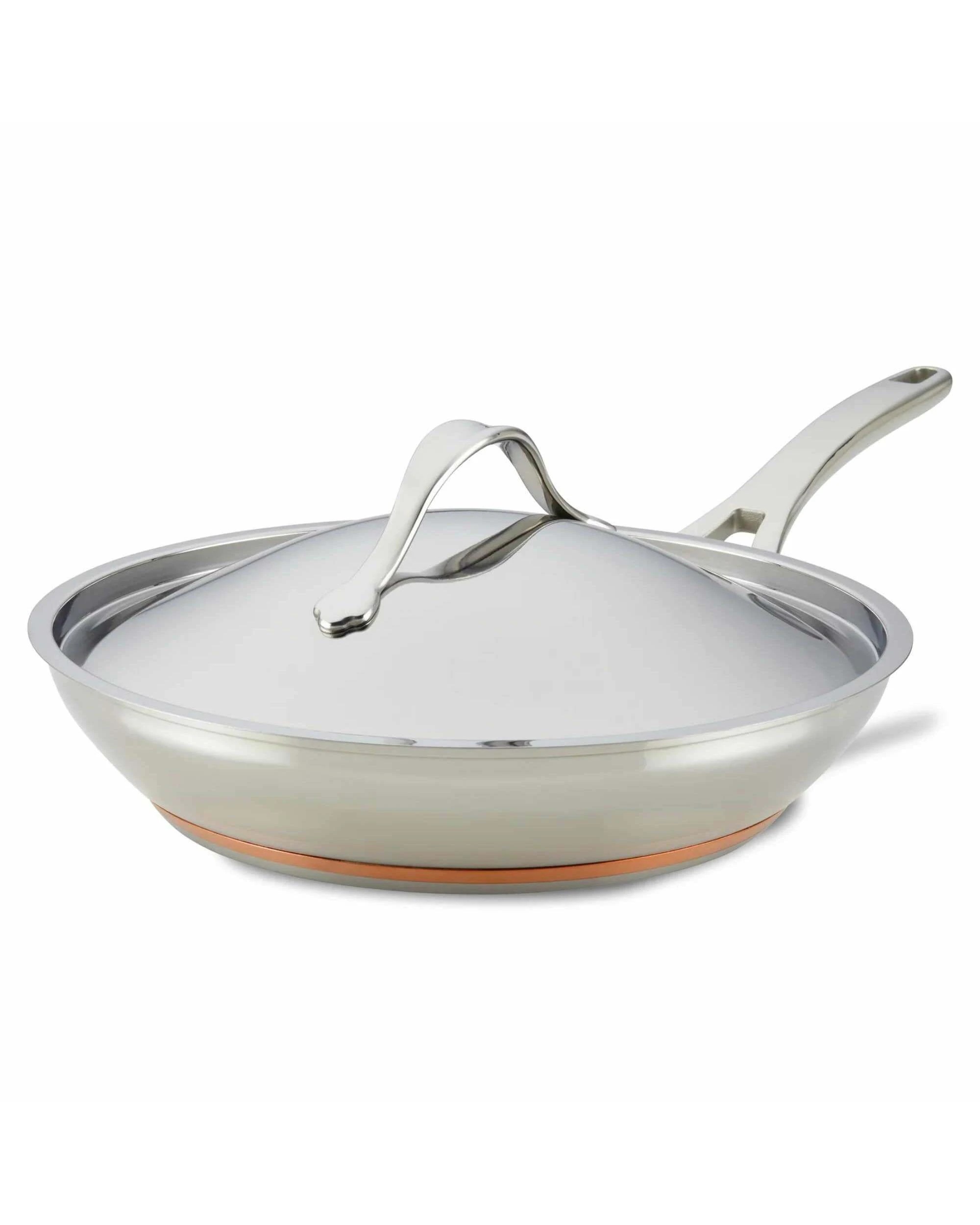 1 Anolon Nouvelle Copper Stainless Steel Induction Covered Skillet 30cm - Silver, 1 of 1