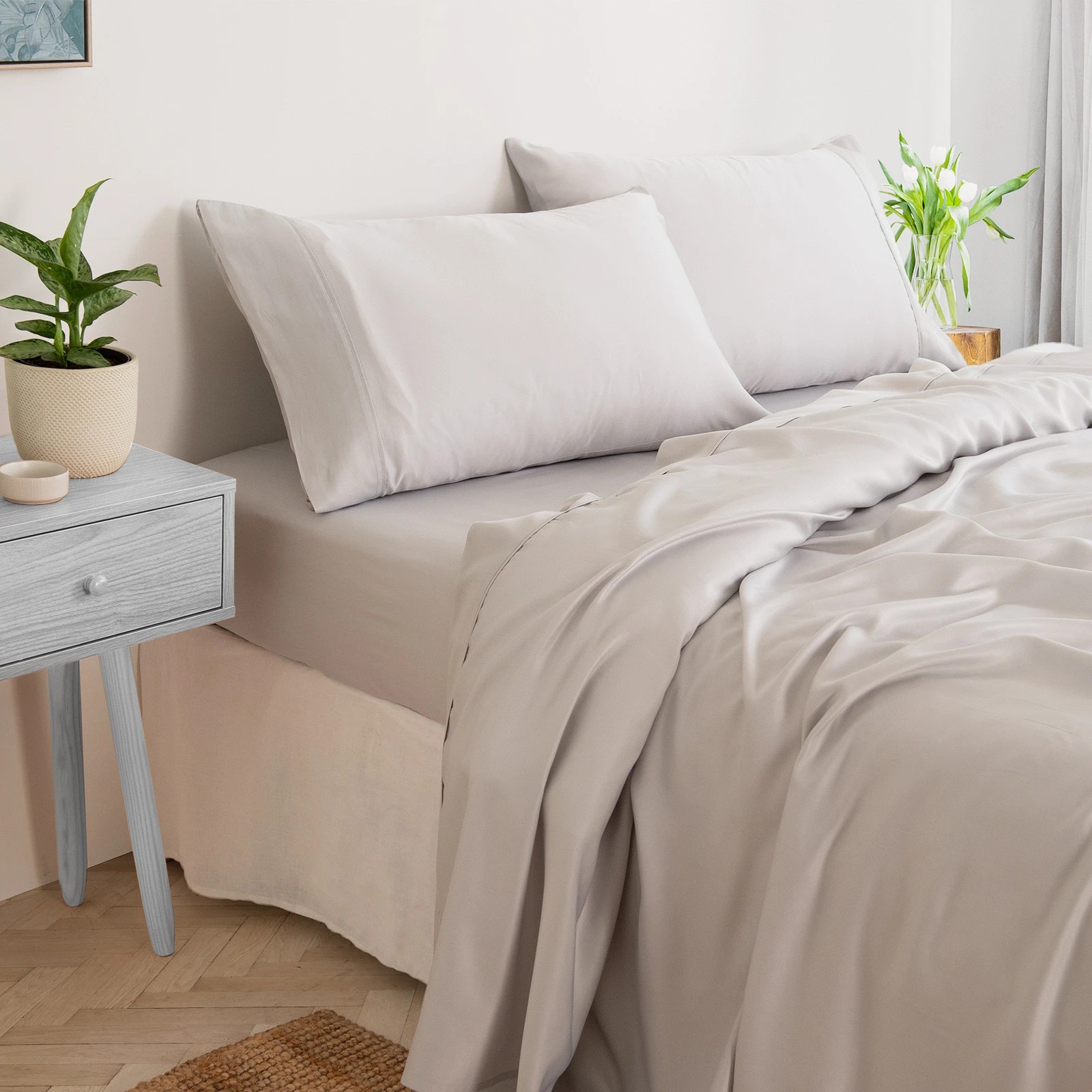3 Royal Comfort 3000 Thread Count Bamboo Cooling Sheet Set Soft Touch Bedding - King Bed - Grey, 3 of 10