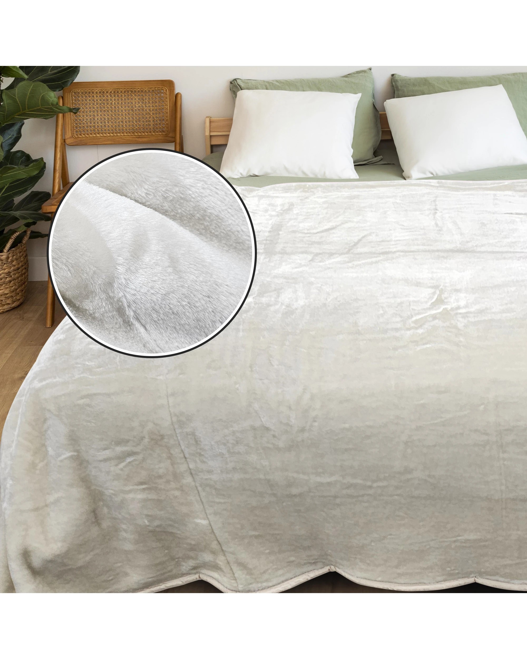 3 Laura Hill 3m X 3m Xl Faux Mink Blanket Double-sided Soft Plush Bed Oversized Throw Rug Beige
 - Super King Bed, 3 of 8