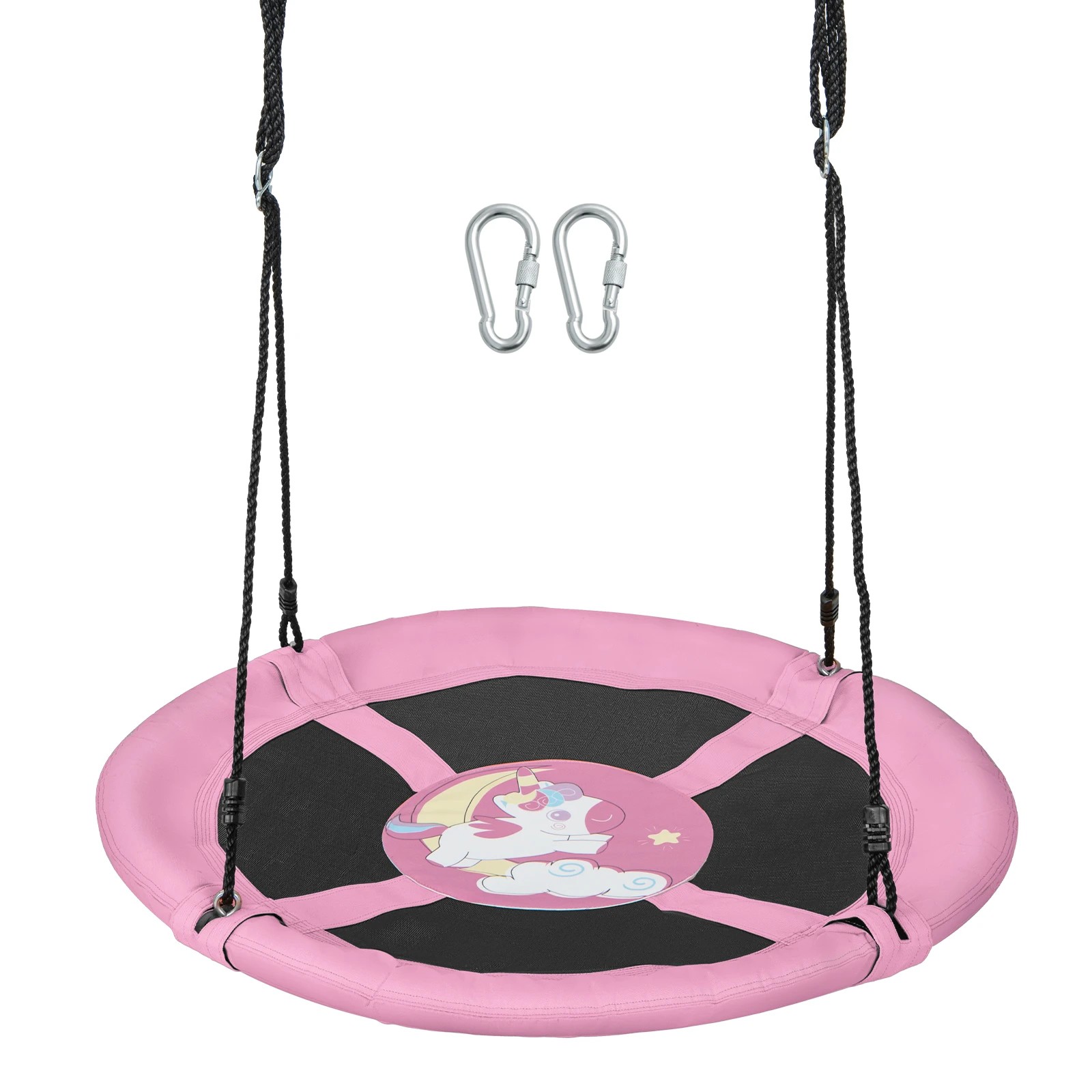 1 Costway 100cm Outdoor Tree Swing All-weather Flying Saucer Swing - Pink, 1 of 2