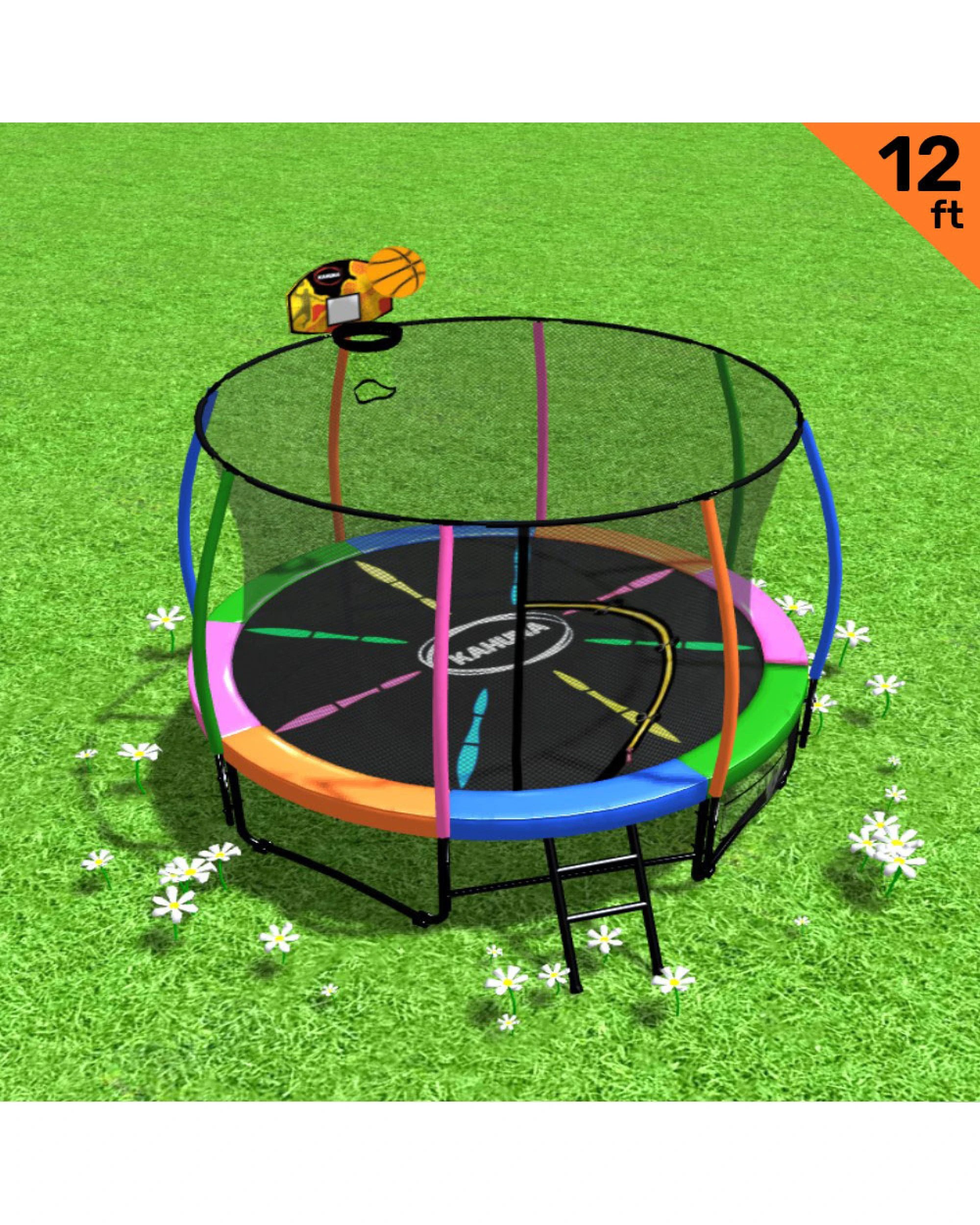2 Kahuna Trampoline 12 ft with Basketball Set - Pattern, 2 of 10