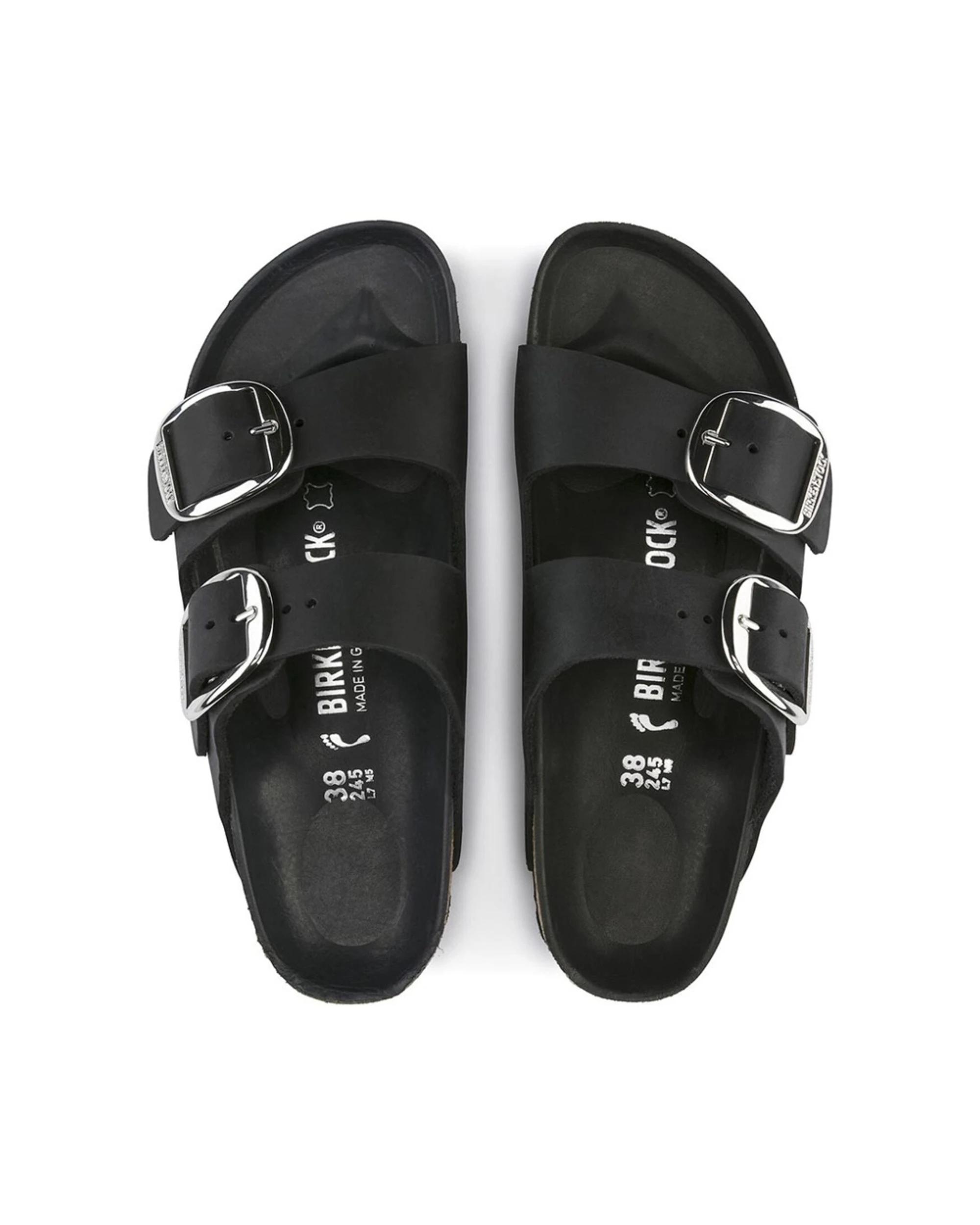 3 Birkenstock Arizona Big Buckle Oiled Leather Sandals PLAIN BLACK, 3 of 6