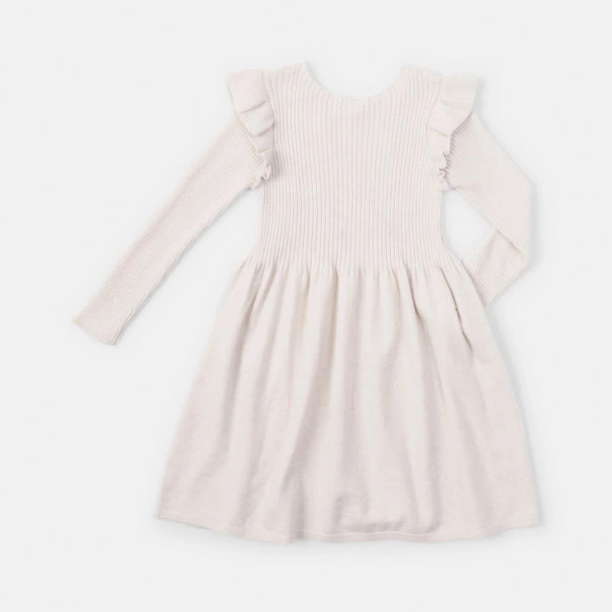 9 Long Sleeve Viscose Knit Dress Crm Marle, 9 of 9