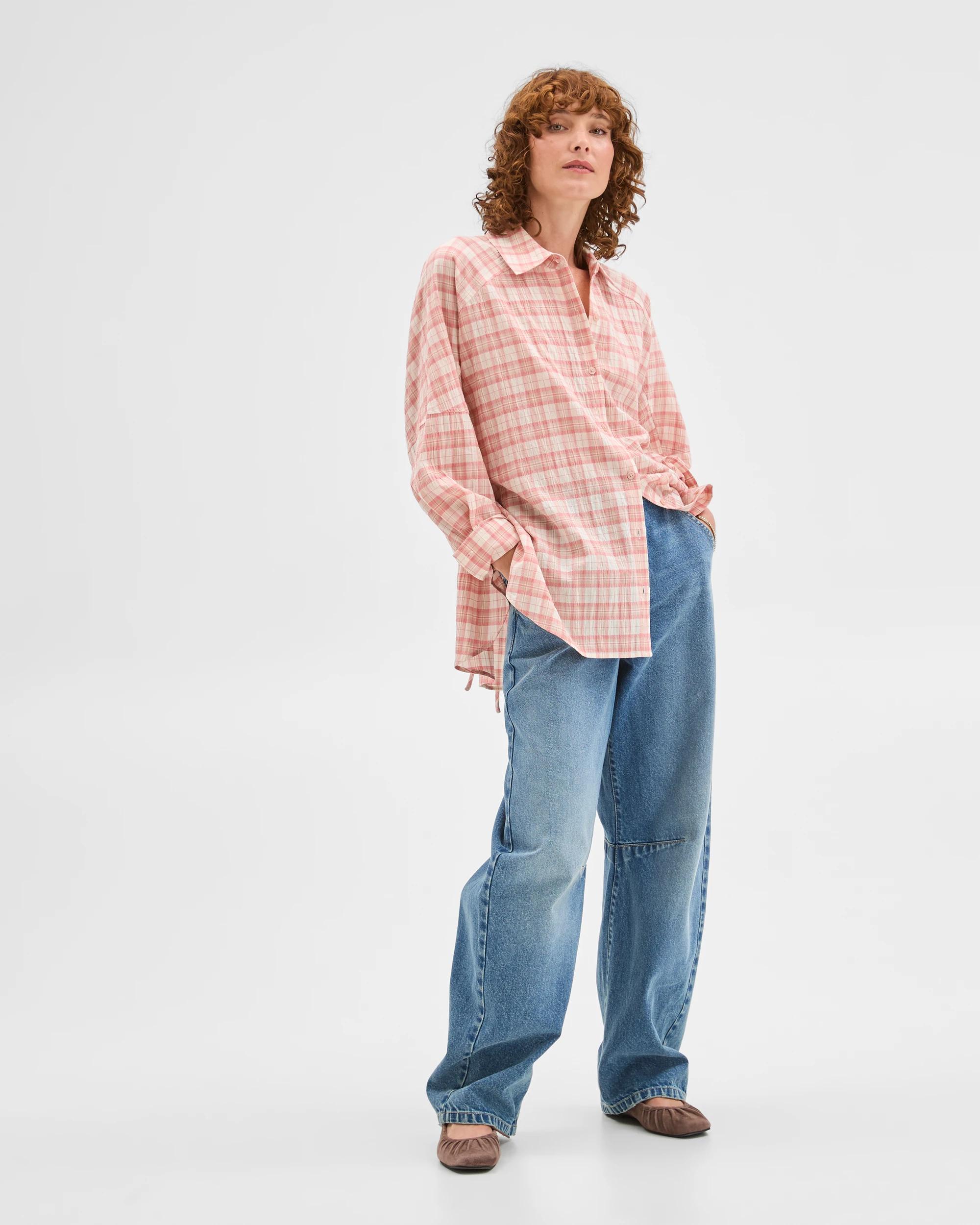 1 Target Woman Australian Cotton Check Shirt ELDERBERRY CHECK, 1 of 7