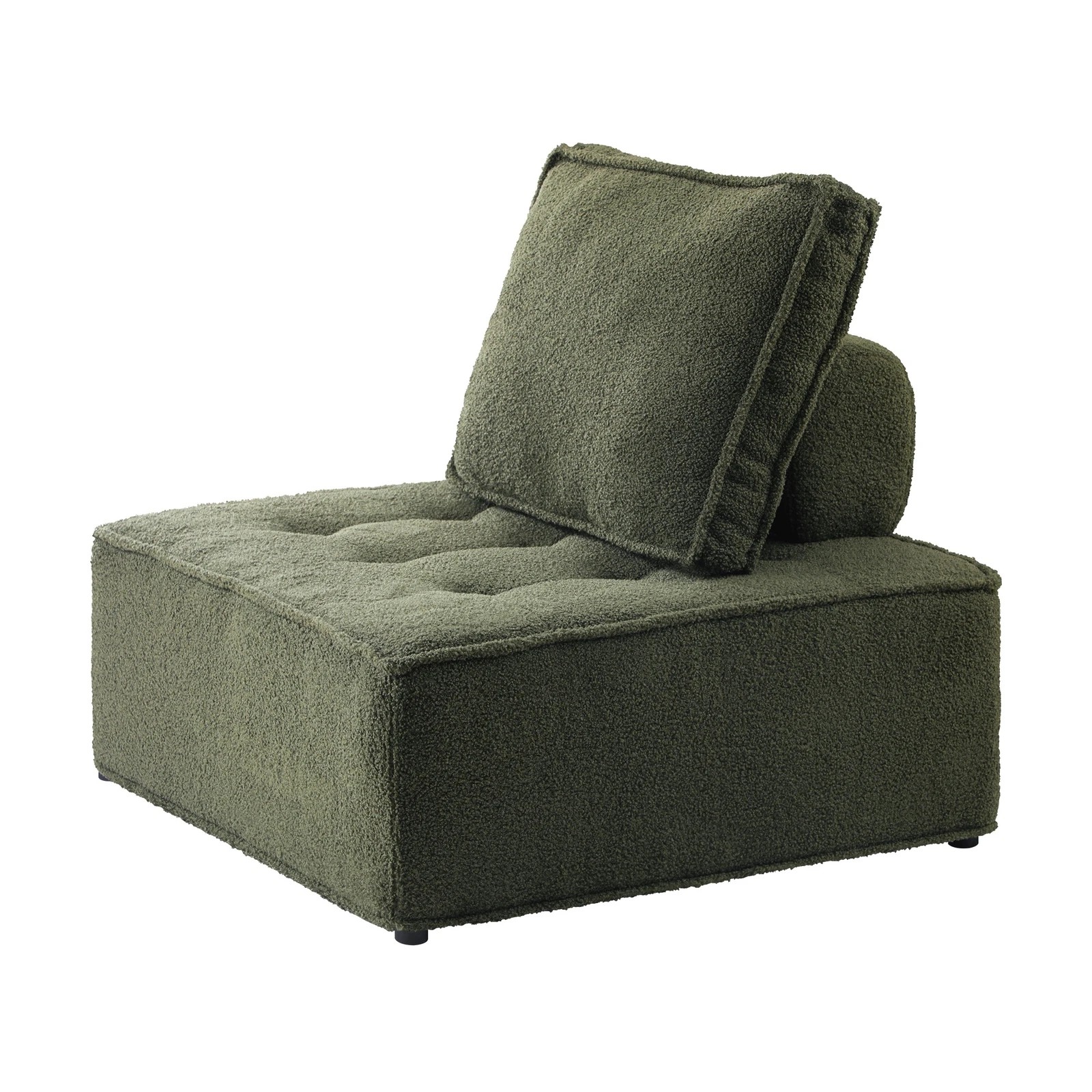 9 Oikiture 1pc Modular Sofa Lounge Chair Armless Tofu Back Sherpa
 - Green, 9 of 10