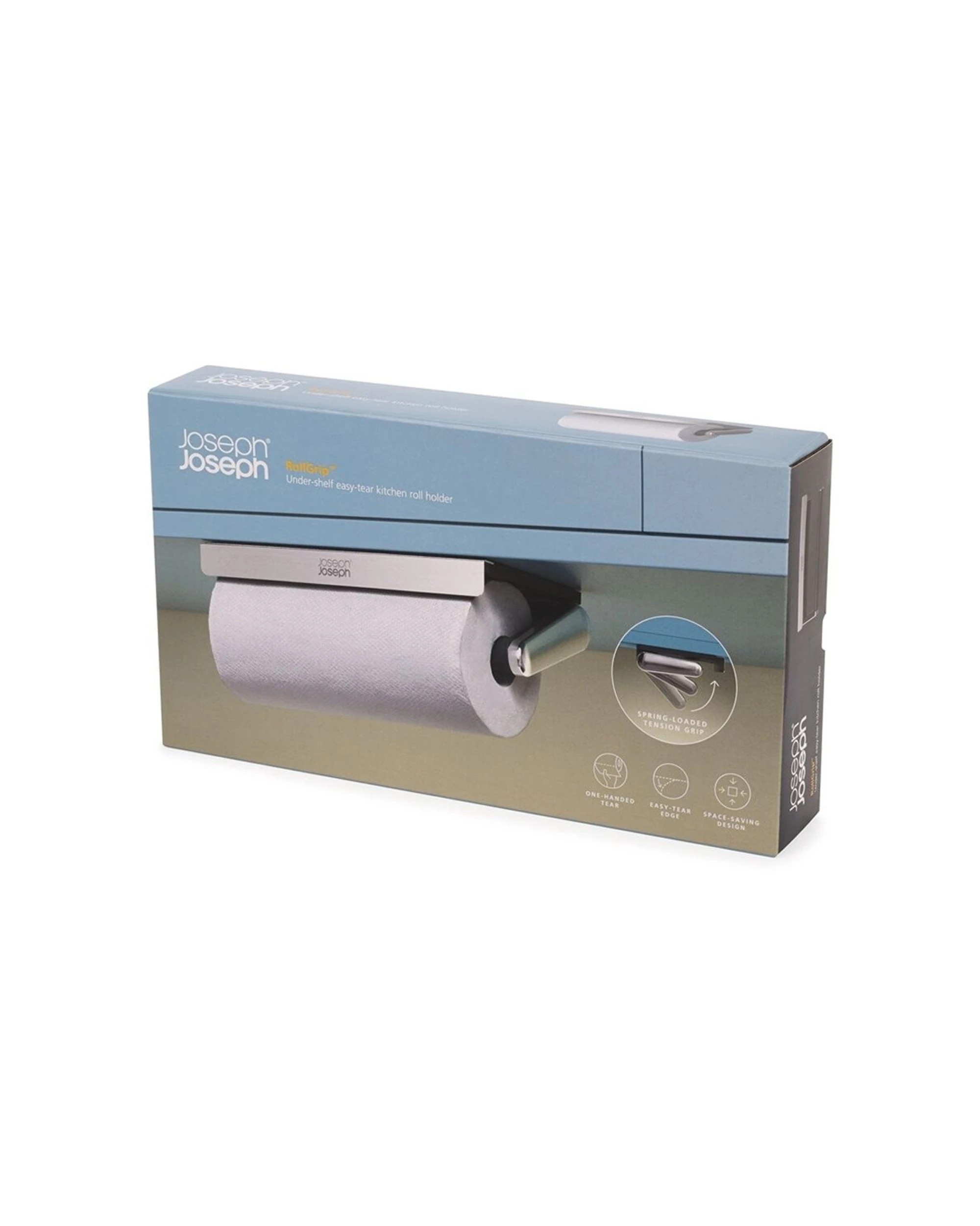 3 Joseph Joseph RollGrip Easy Tear Under Shelf Paper Towel Roll Holder Steel - Grey, 3 of 8