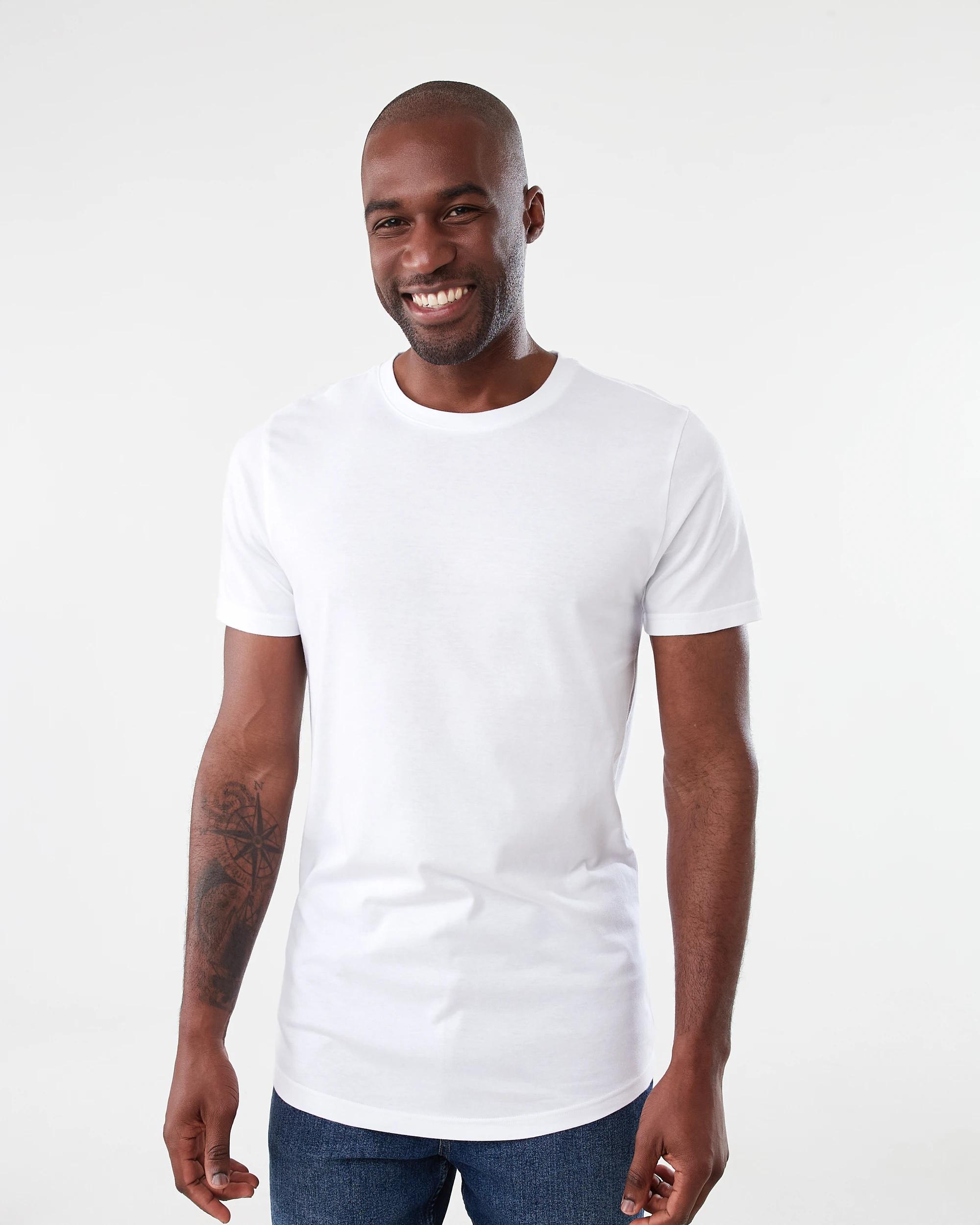 1 Australian Grown Cotton Longline T-shirt White, 1 of 6