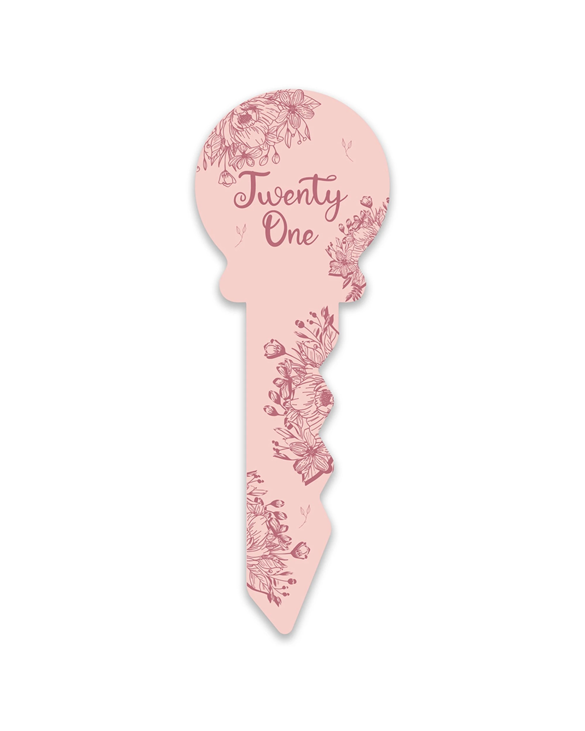 1 Small 21st Birthday Key Pink Floral Novelty Birthday Party Statue Decor Display - Pink, 1 of 3
