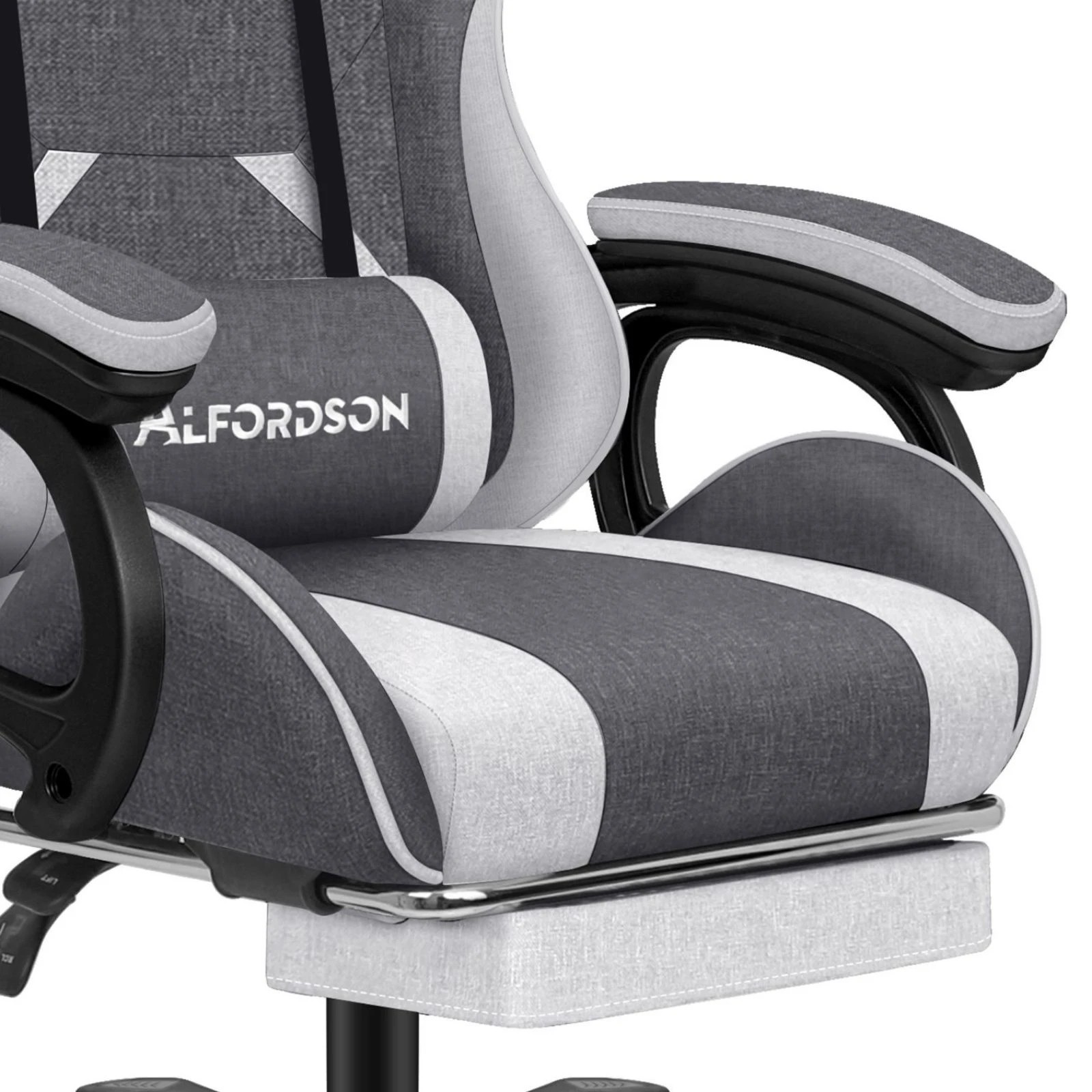 8 Alfordson Gaming Chair Office Massage Computer Fabric Seat Racing - Grey, 8 of 10