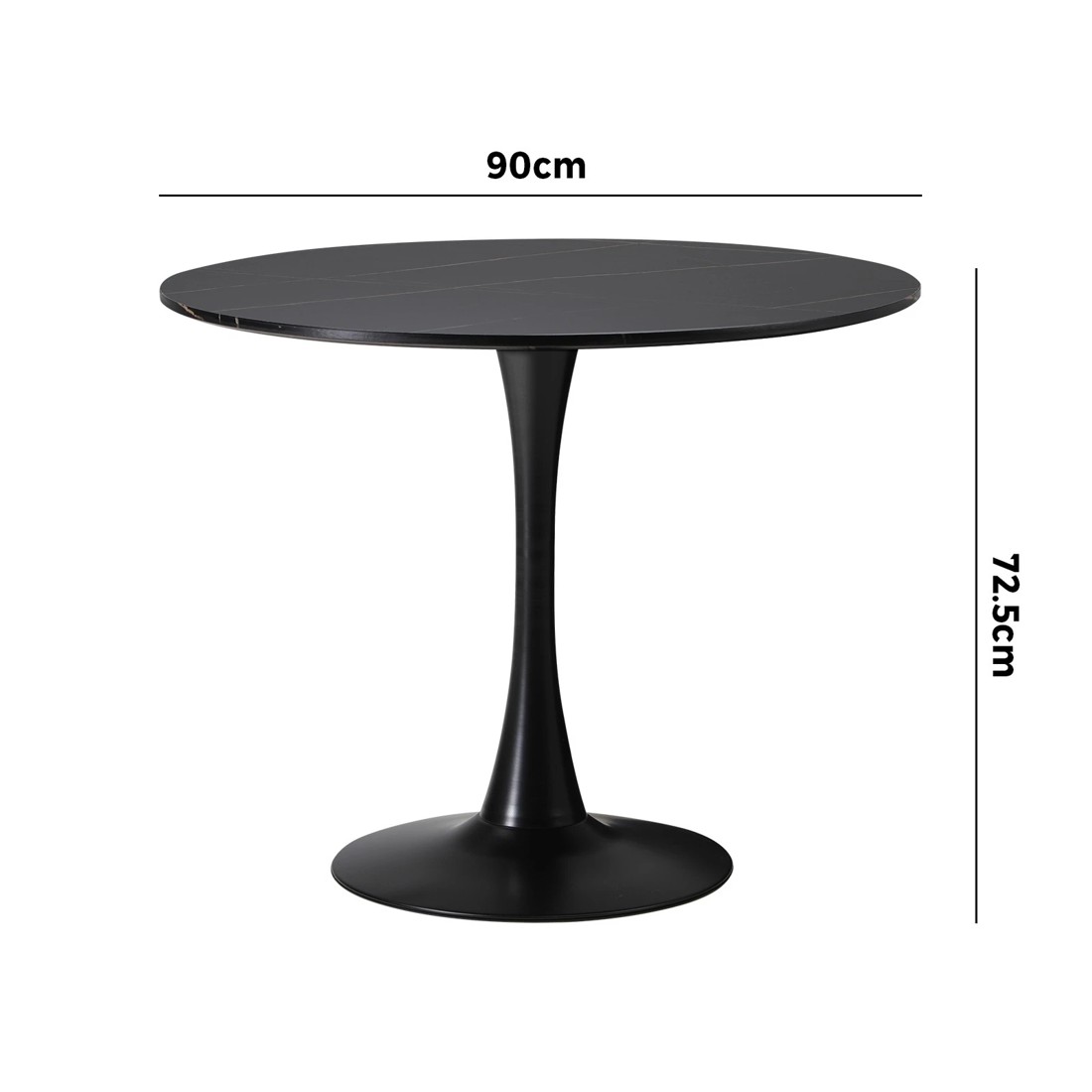 9 Oikiture 90cm Dining Table Kitchen Swivel Marble Tulip Round Metal Leg
 - Black, 9 of 9