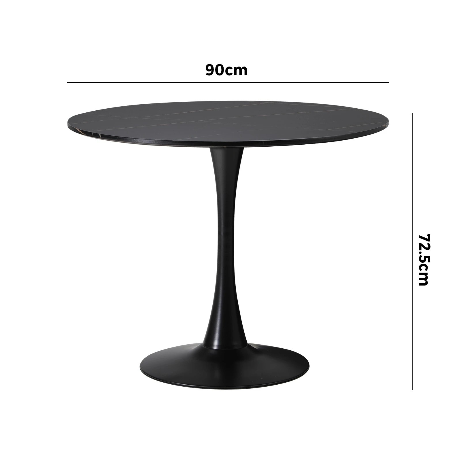 9 Oikiture 90cm Dining Table Kitchen Swivel Marble Tulip Round Metal Leg
 - Black, 9 of 9