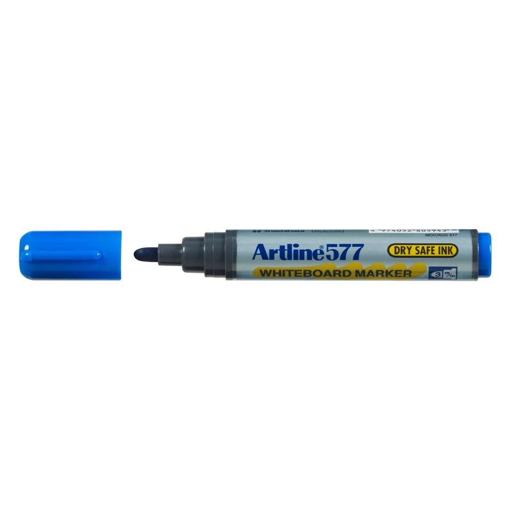 2 Artline 577 Whiteboard Markers Bullet Blue 2 Pack, 2 of 3
