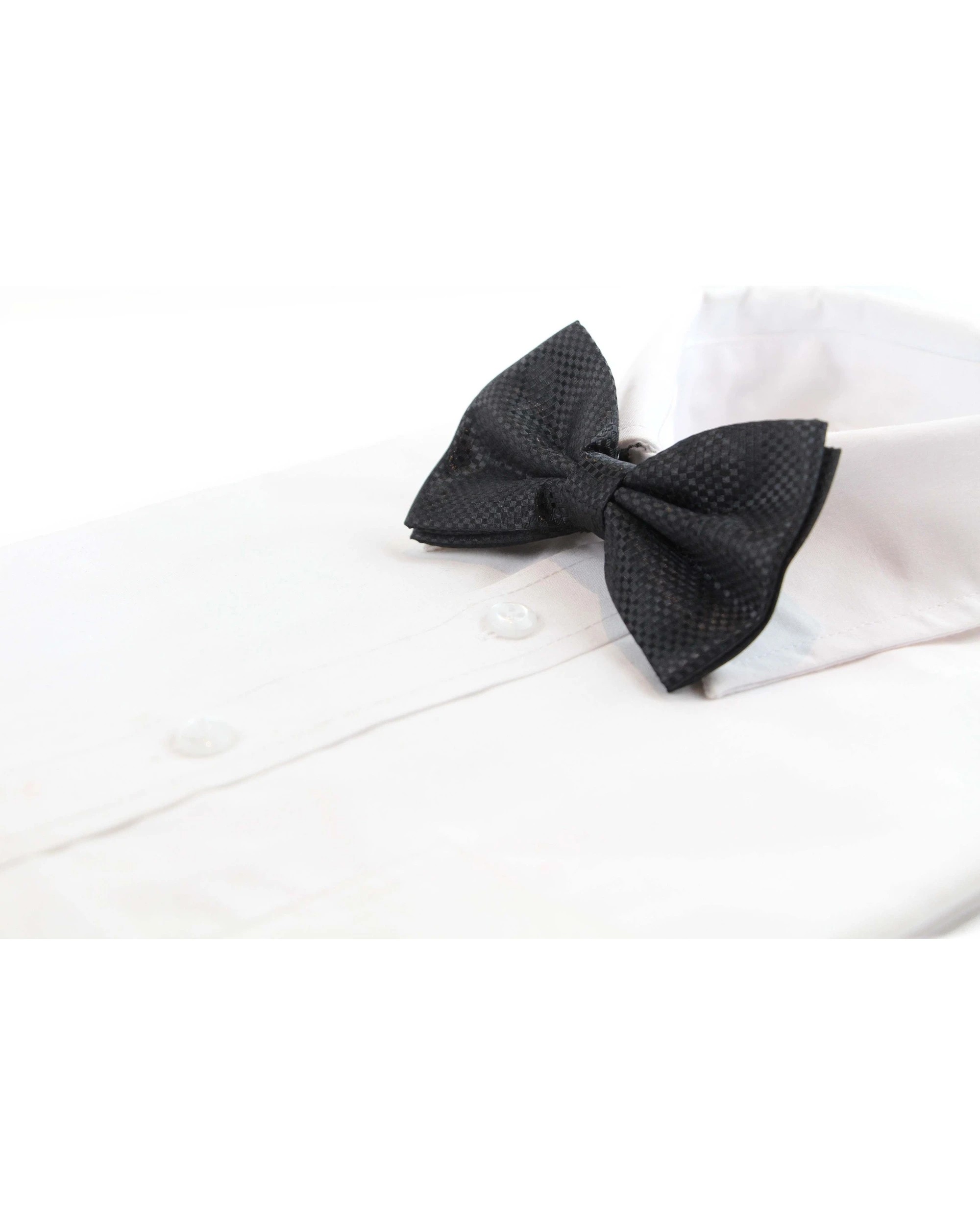 1 Zasel Mens Black Disco Shine Checkered Patterned Bow Tie - Black, 1 of 5