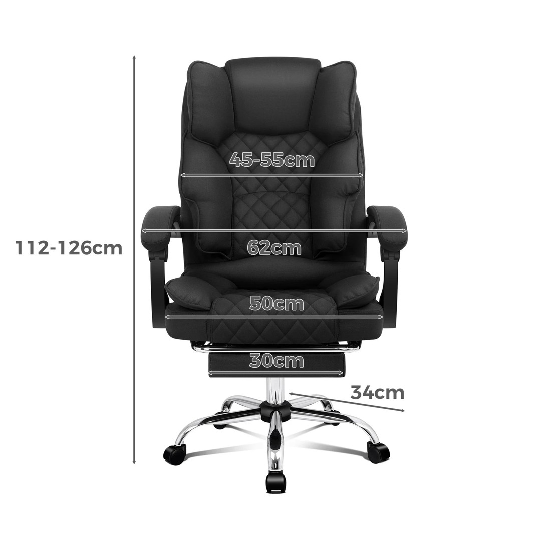 3 Alfordson Office Chair Gaming Executive Seat Computer Racer Fabric Recliner - Black, 3 of 10