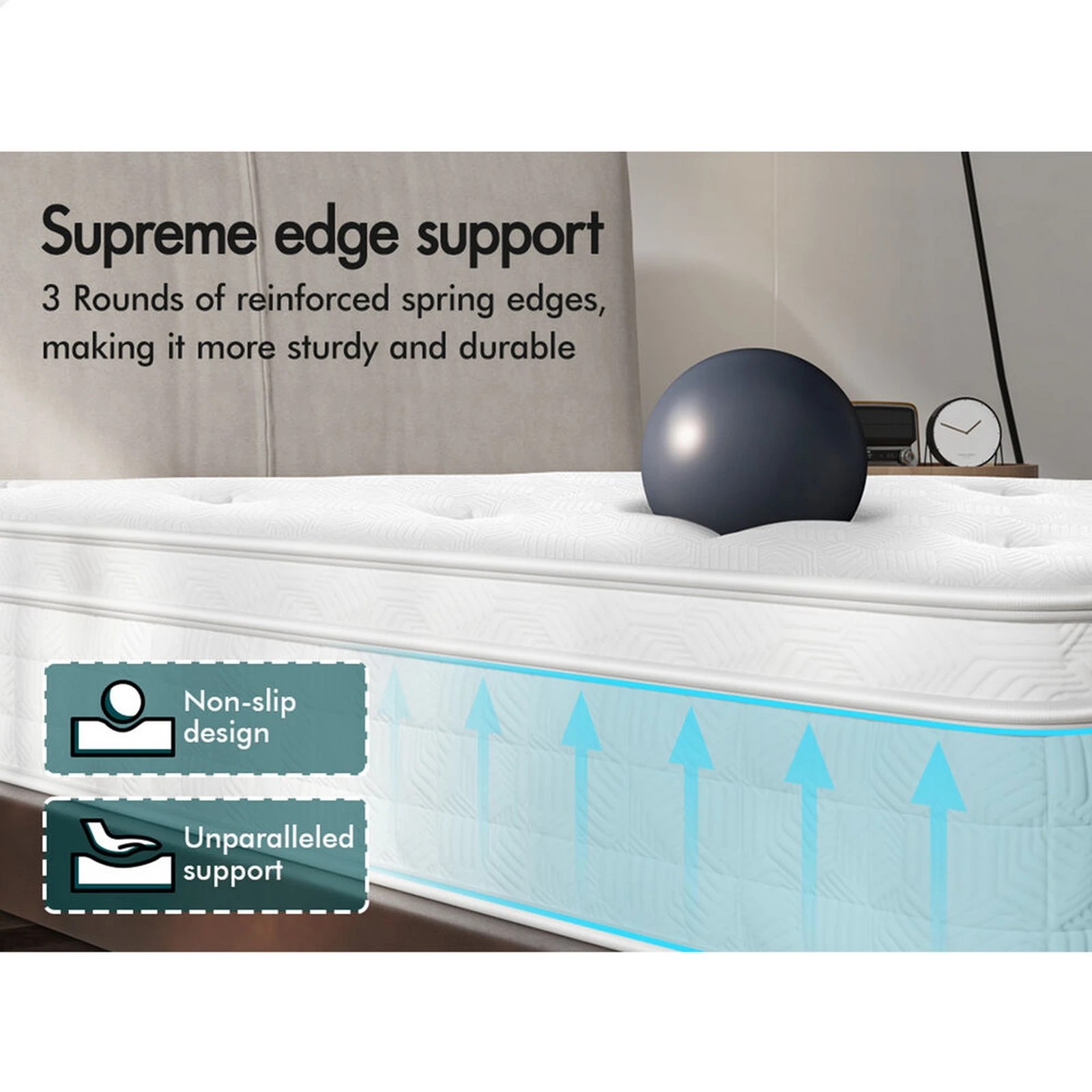 9 Alfordson Mattress 22CM Euro Top Spring Foam Bedding Medium Firm - King Bed, 9 of 10