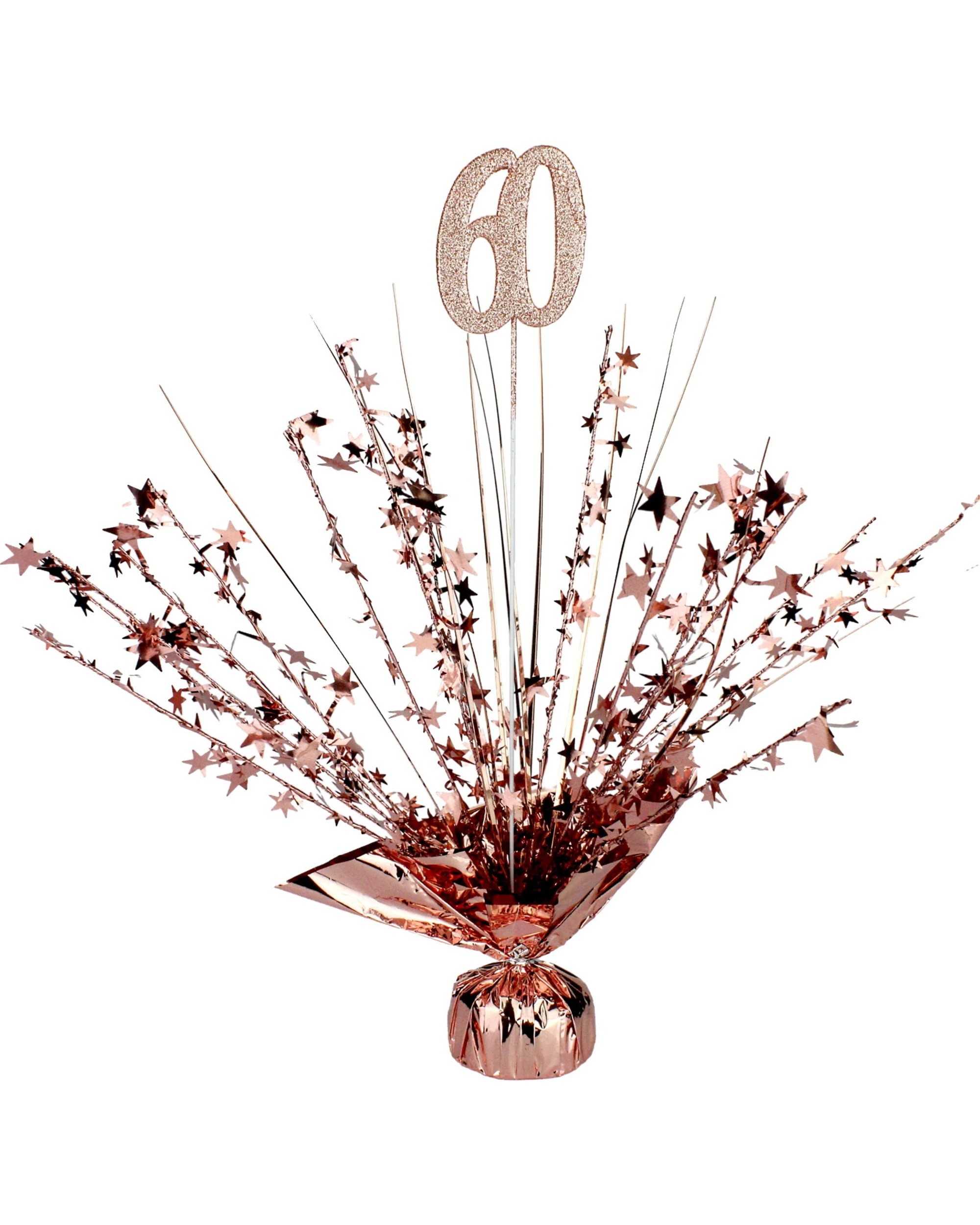 1 Partyrama 60th Birthday Rose Gold Star Foil Spray Centrepiece - Rose Gold, 1 of 1