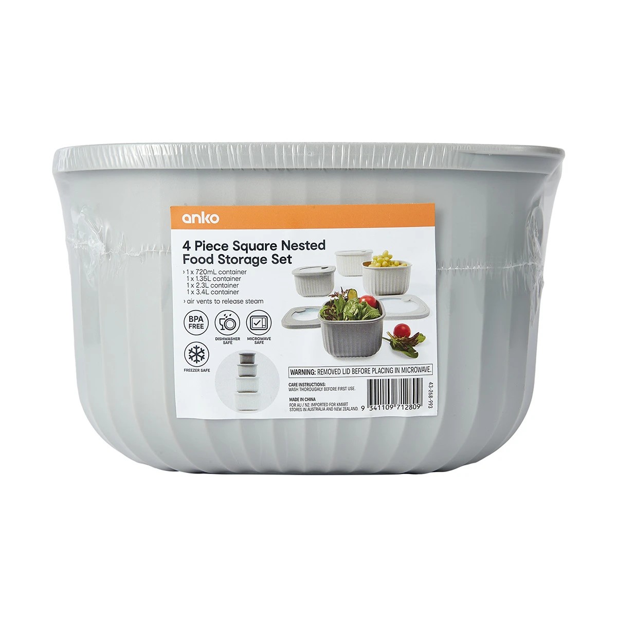 10 4 Piece Square Nested Food Storage Set - Grey, 10 of 10
