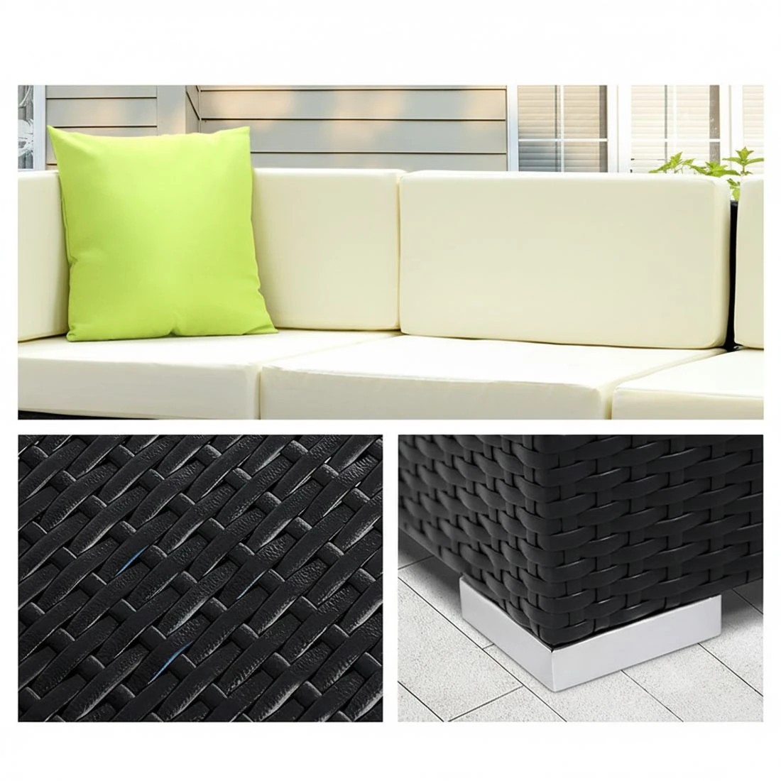 3 Gardeon 8-Piece Outdoor Sofa Set Wicker Couch Lounge Setting 7 Seater - Black, 3 of 6