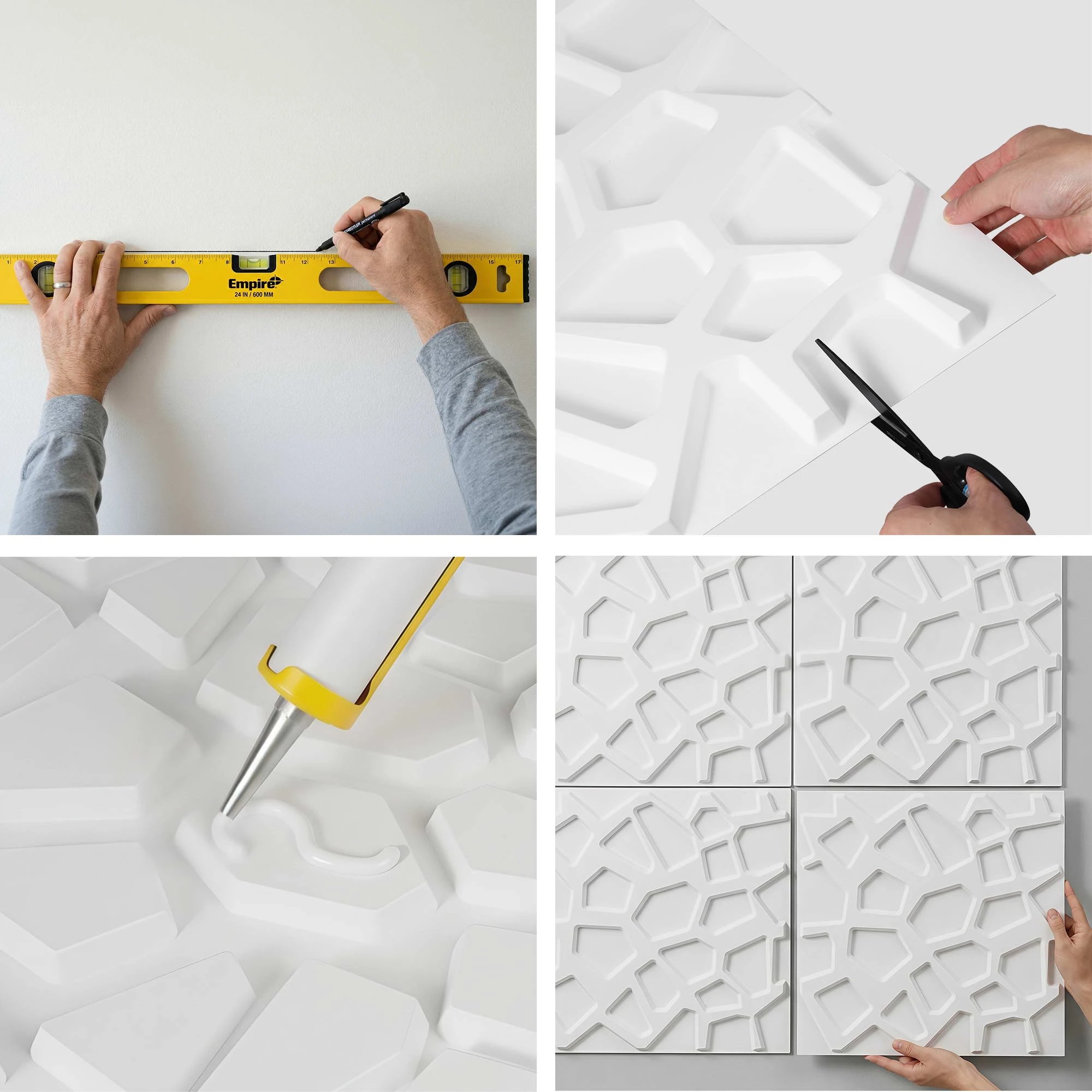 7 Artiss 3D Wall Panels PVC Decorative Panels 50x50cm Set of 15 Feature Wall Poly - White, 7 of 8