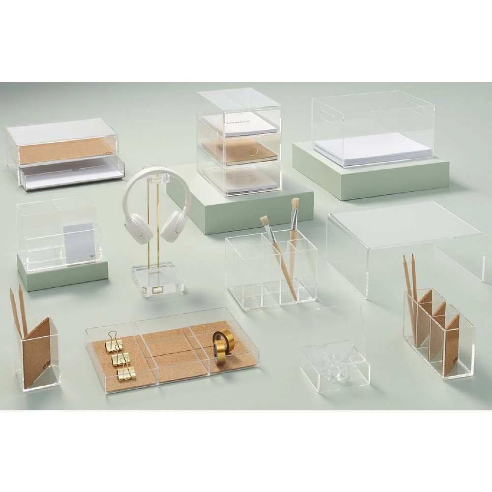 5 Otto 3 Compartment Desk Tidy Acrylic and Cork, 5 of 6