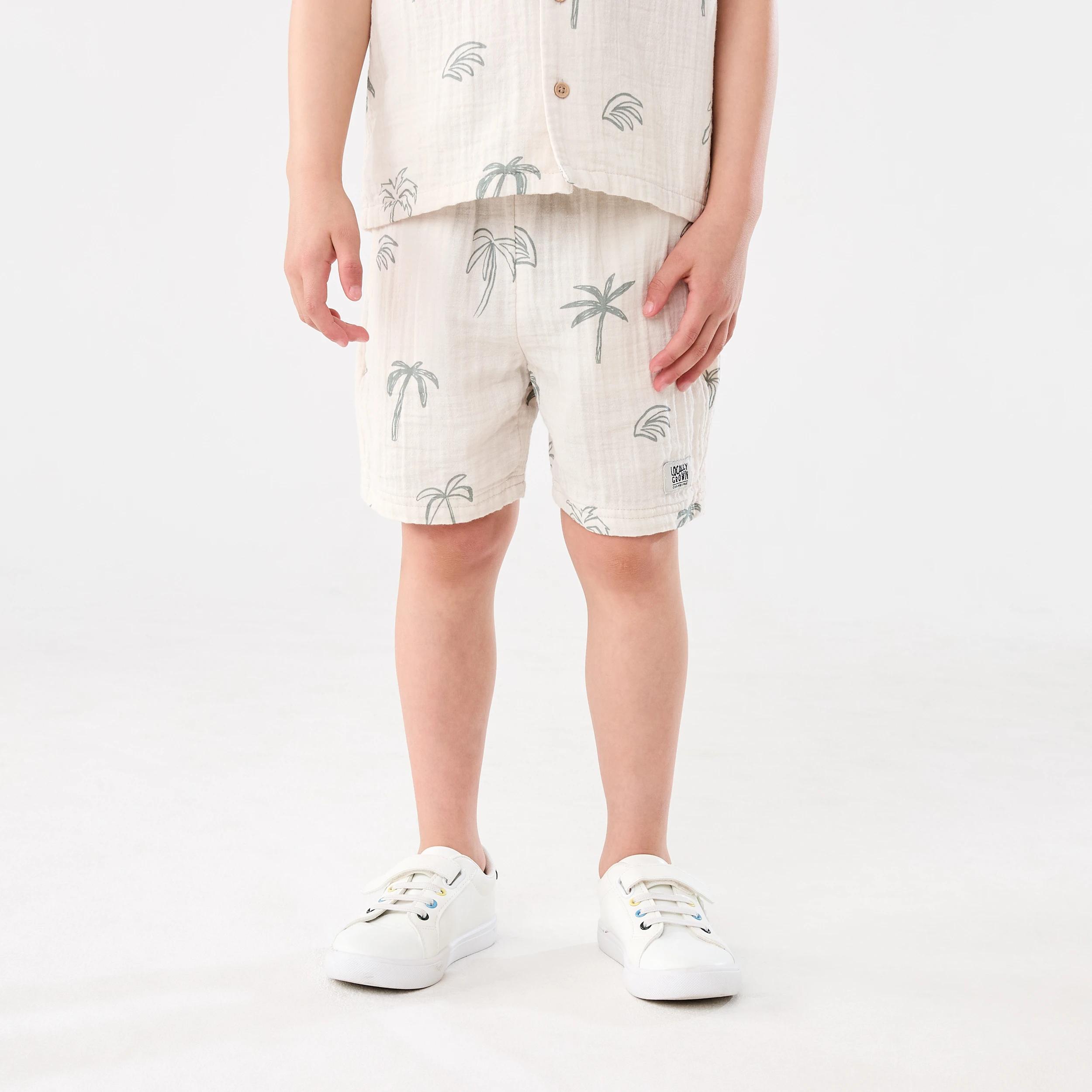 1 Double Cloth Shorts SKETCHY PALM NATURAL LINEN, 1 of 7