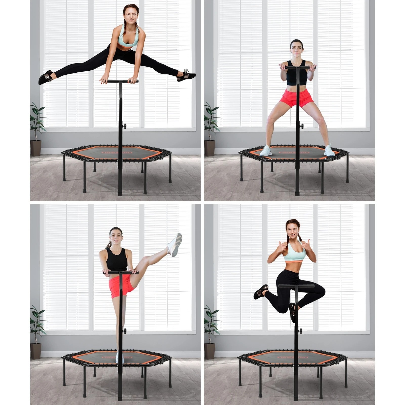 5 Mazam Trampoline Rebounder Jumping Exercise Fitness Adjustable Handrail 50 Inch
 - Multi, 5 of 10