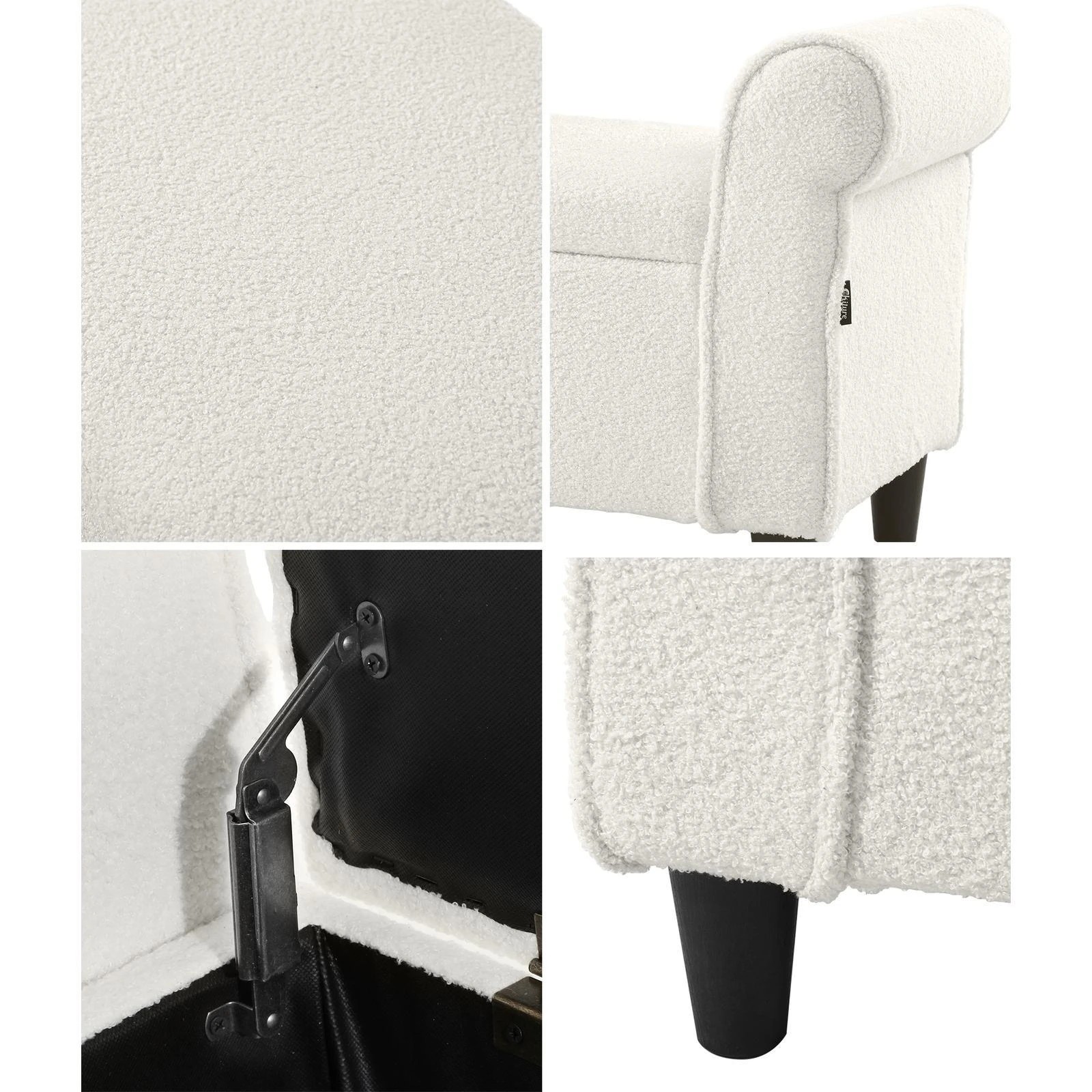 4 Oikiture Storage Ottoman Blanket Box Sherpa Fabric Arm Foot Stool Couch
 - White, 4 of 10