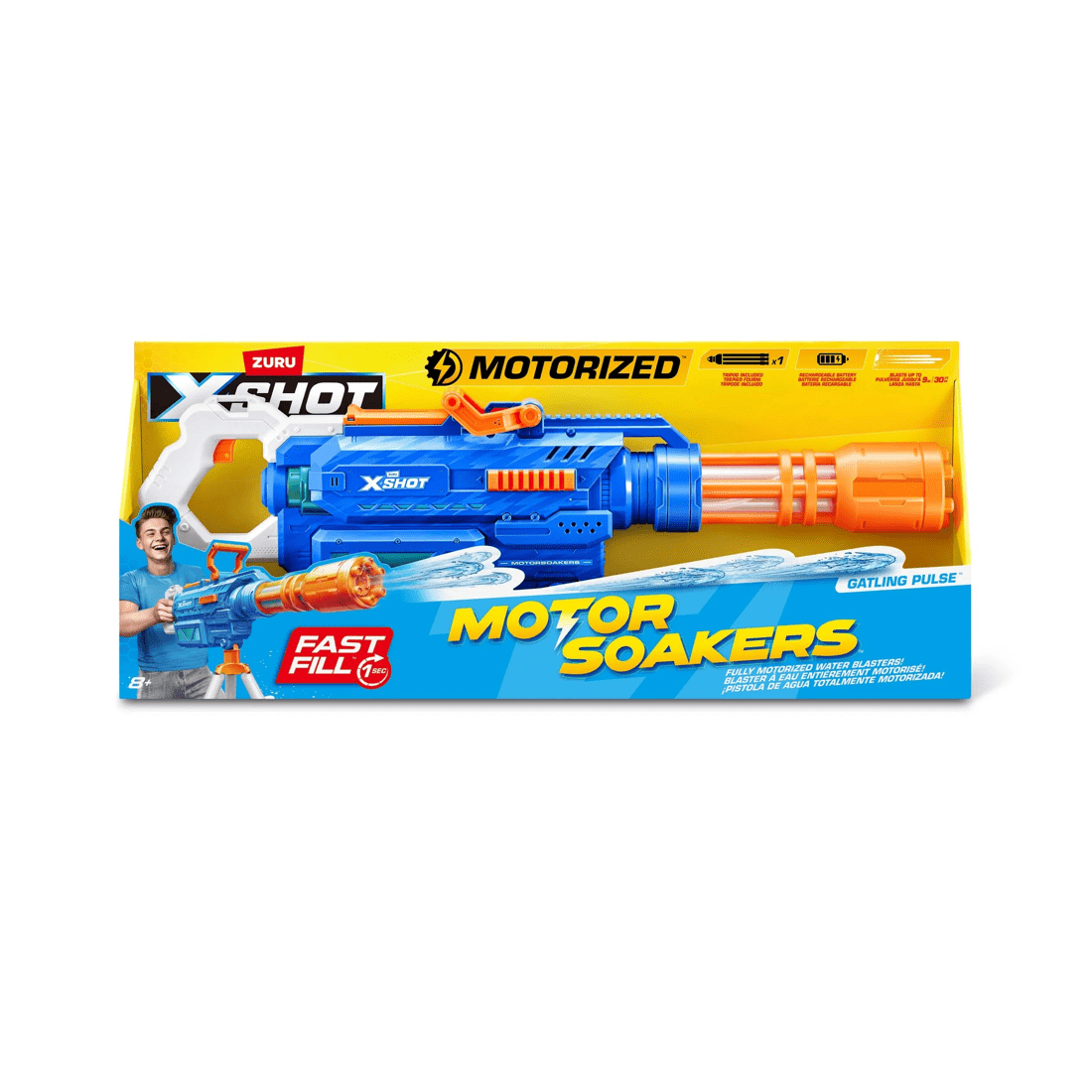 2 Xshot Water Gatling Motor Soaker By Zuru. - Blue, 2 of 7