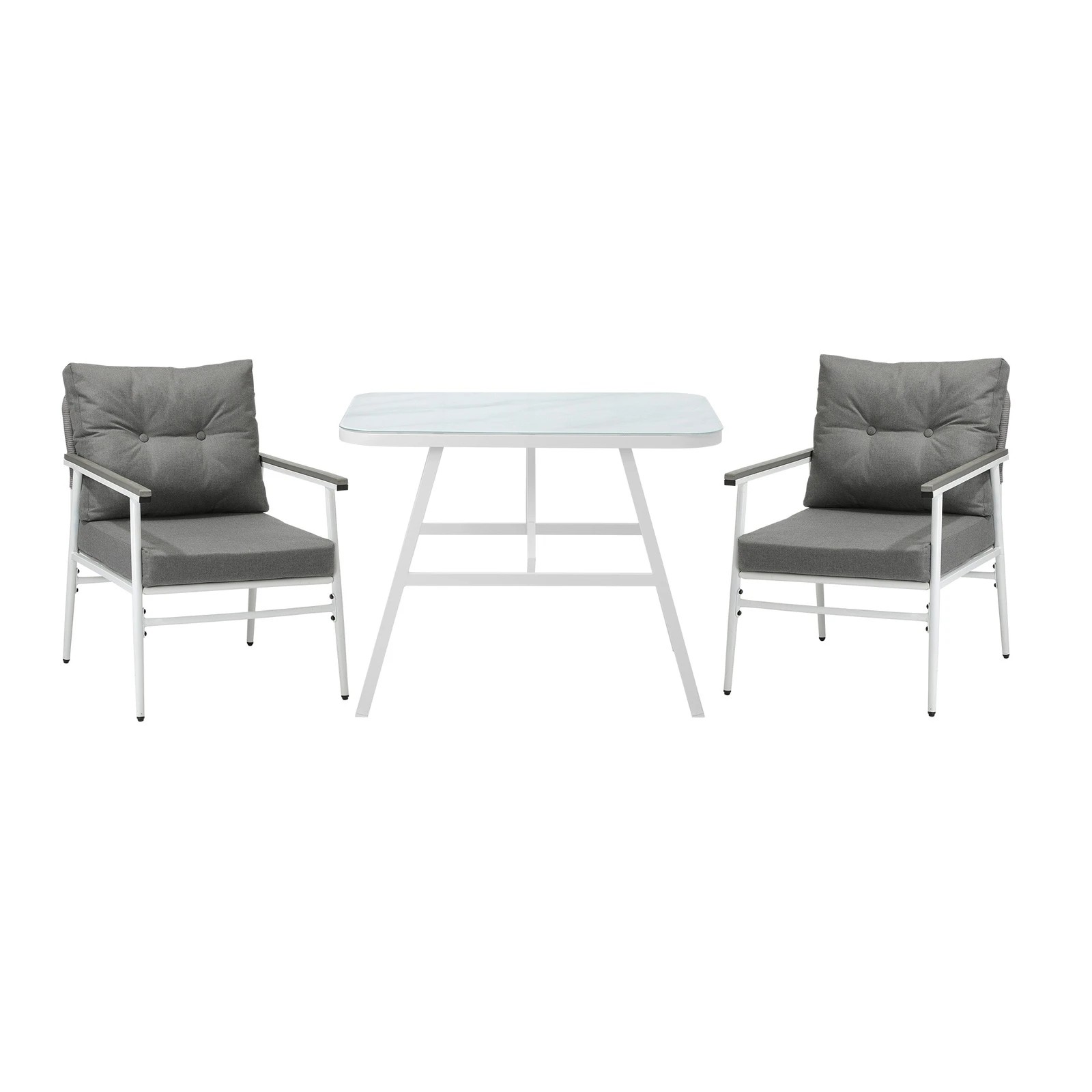 8 Livsip Outdoor Dining Set Garden Furniture Setting Marble-style Table 3 Piece - Multi, 8 of 9