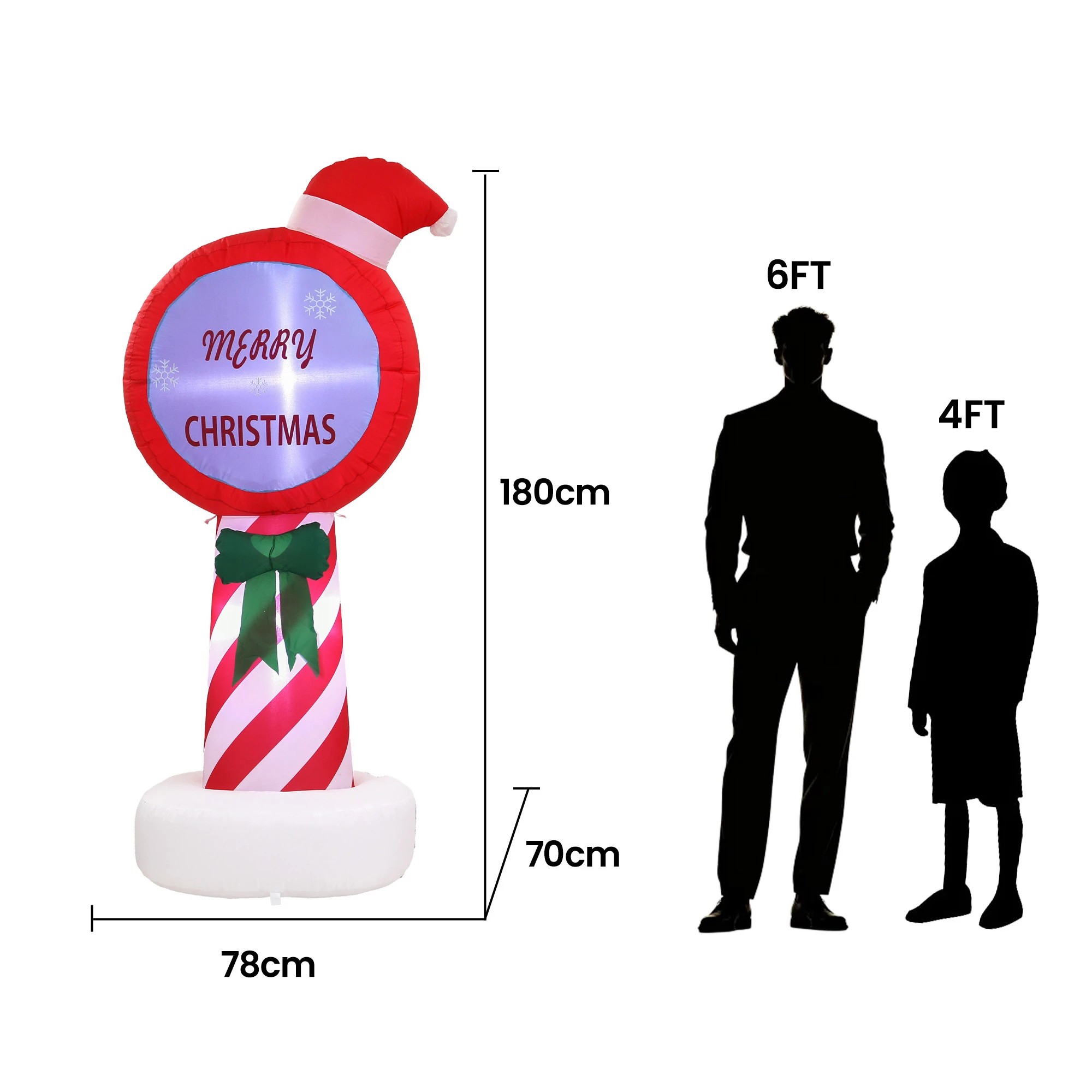 3 Jingle Jollys Christmas Inflatable Pole 1.8M Height LED Outdoor Decorations Illuminated - Red, 3 of 9