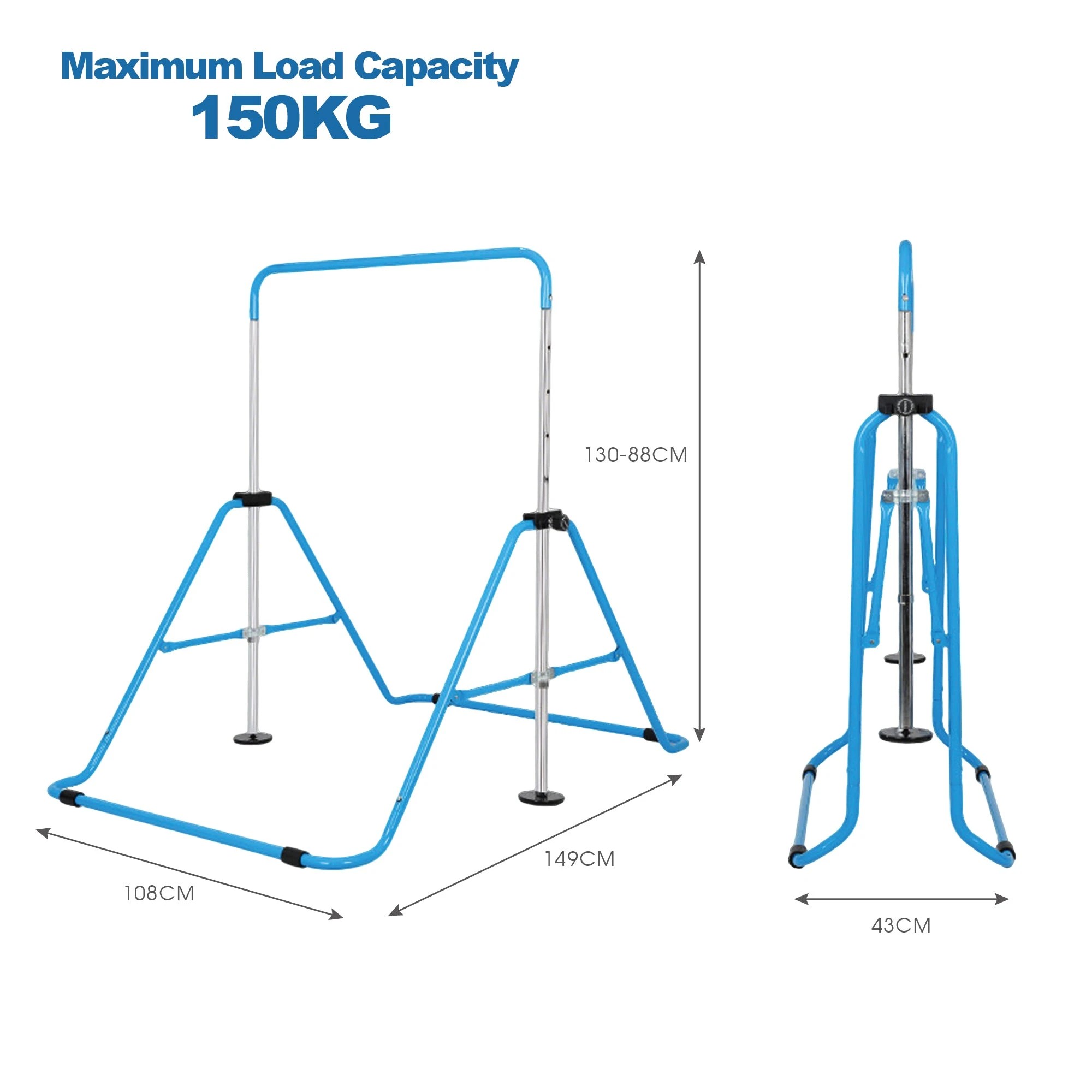 4 Fitness Master Kids Gymnastics Bar Adjustable Foldable Horizontal Monkey Kip Bar Indoor Junior Training Equipment Home G, 4 of 7