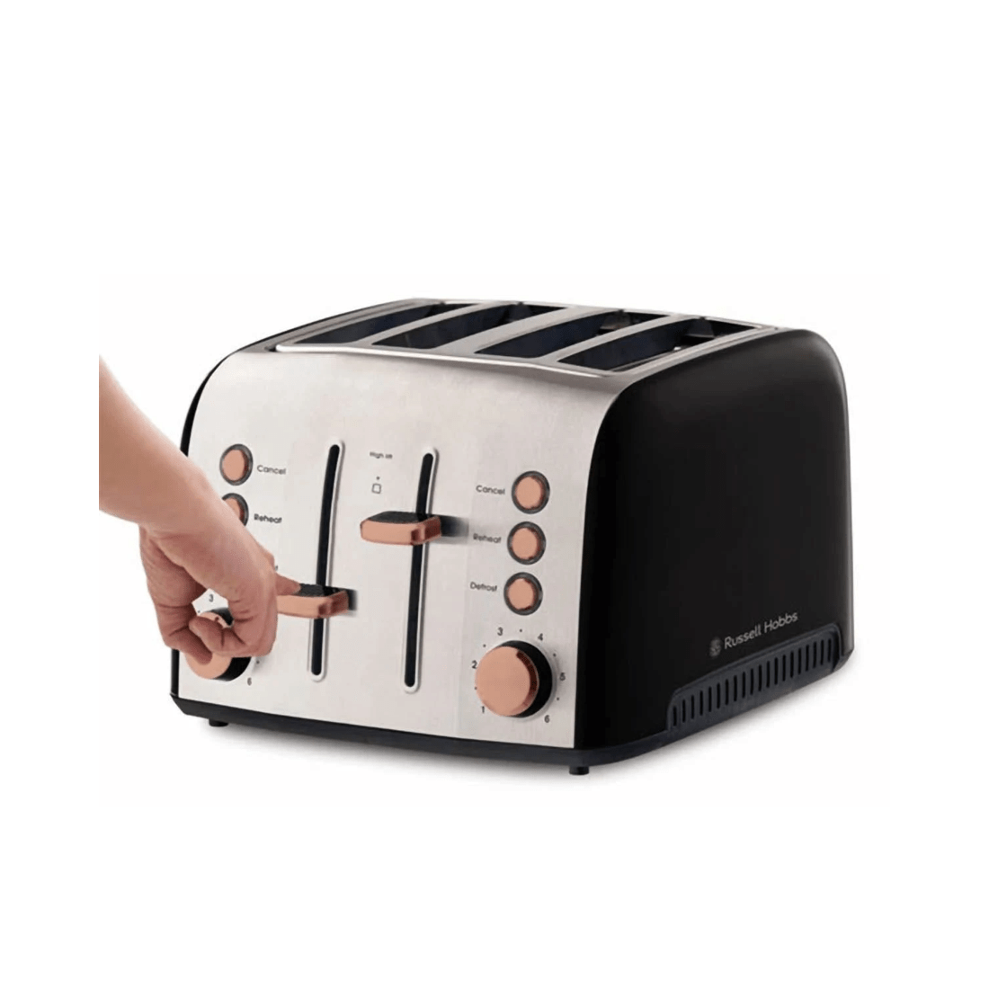 2 Russell Hobbs Brooklyn 4 Slice Toaster - Black with Copper Details, 2 of 4