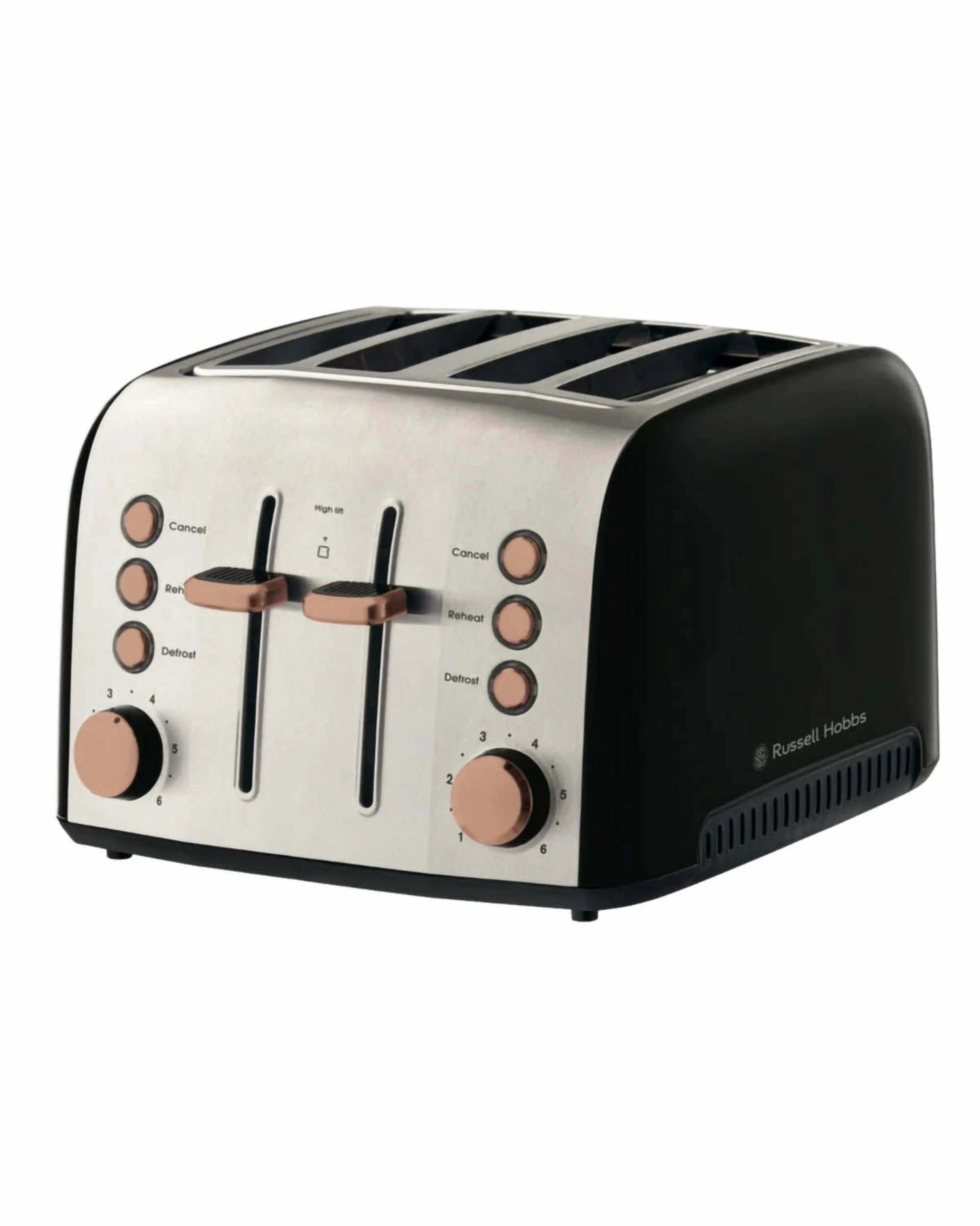 2 Russell Hobbs Brooklyn 4 Slice Toaster - Black with Copper Details - ROSE GOLD, 2 of 4