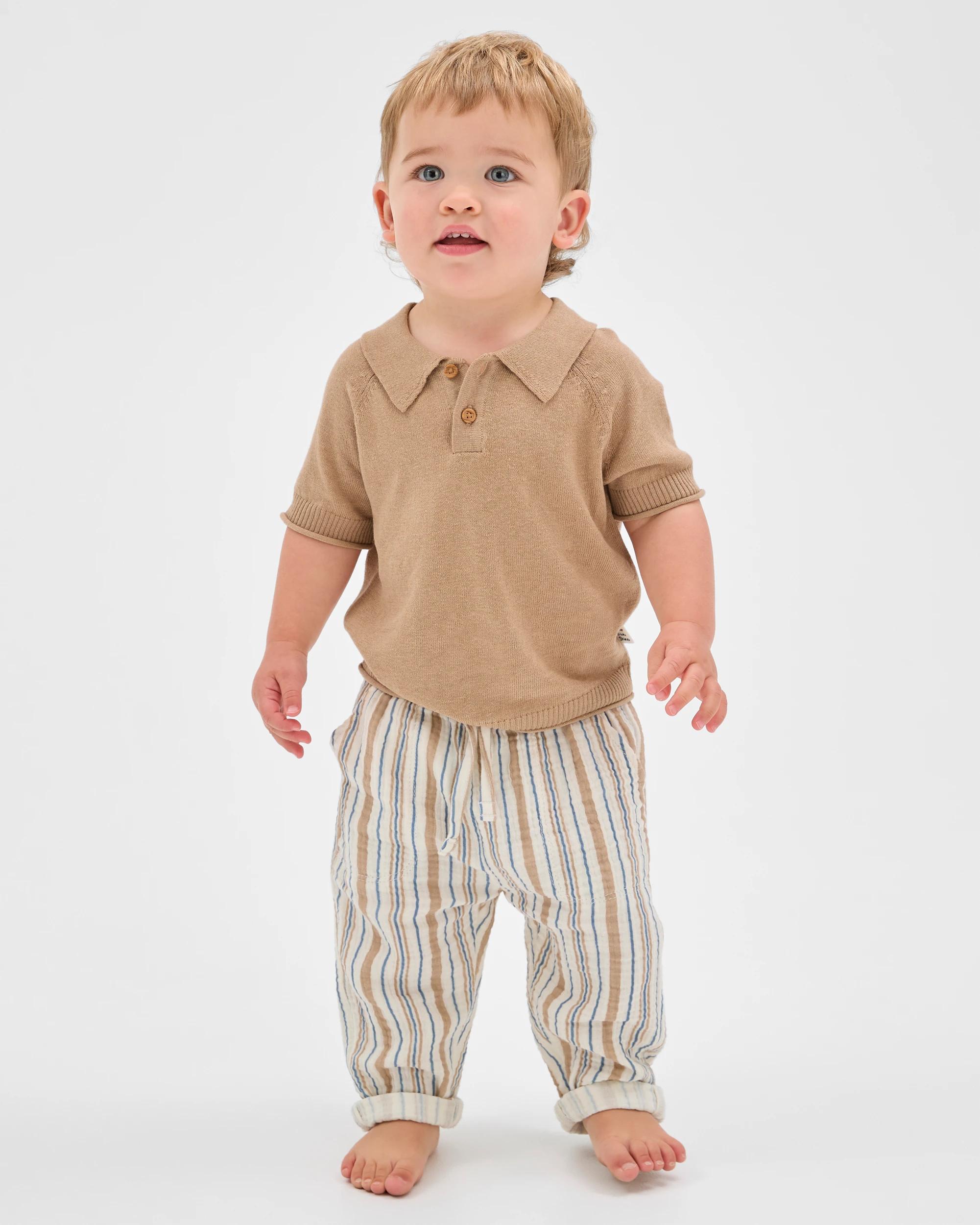 1 Target Baby True Knit Polo Top TAUPE, 1 of 5