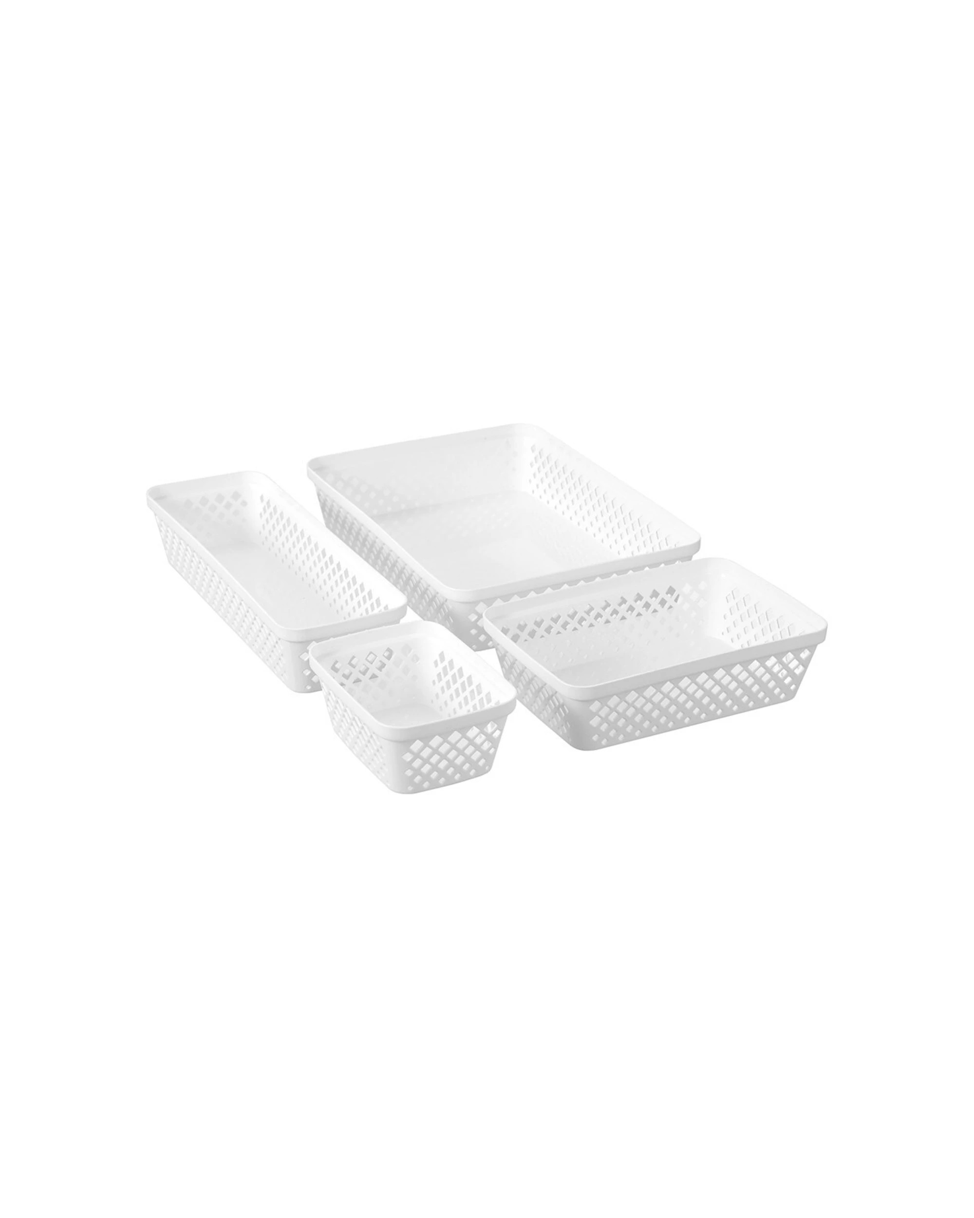 3 Boxsweden Kept Diamond 33x24cm Organiser Tray Multi-Use Design Plastic 6.5cm
 - white, 3 of 4