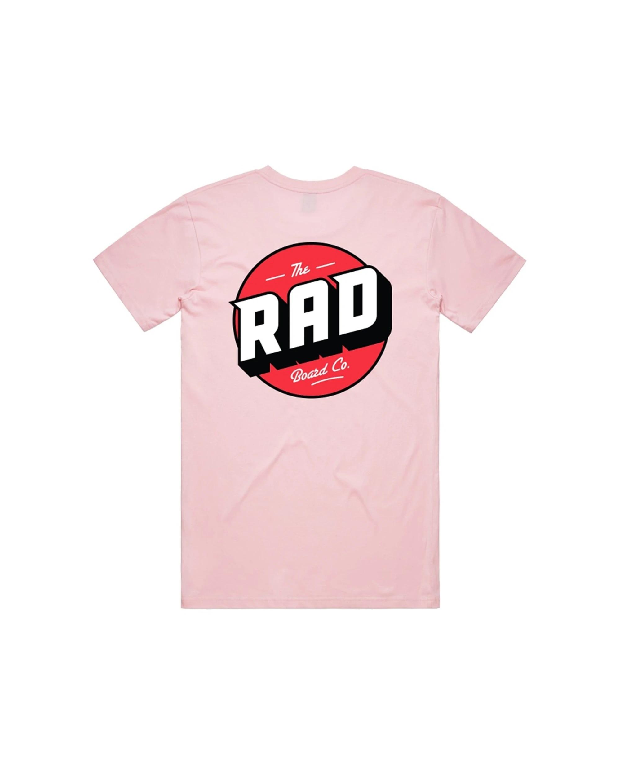 2 Rad Board Co Logo Print Tee Cotton Regular Fit Crew Neck Mens T-Shirt PINK, 2 of 2