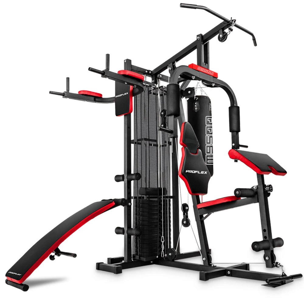 1 Proflex Exercise Home Gym with 148lbs Weight Plates - Red, 1 of 1