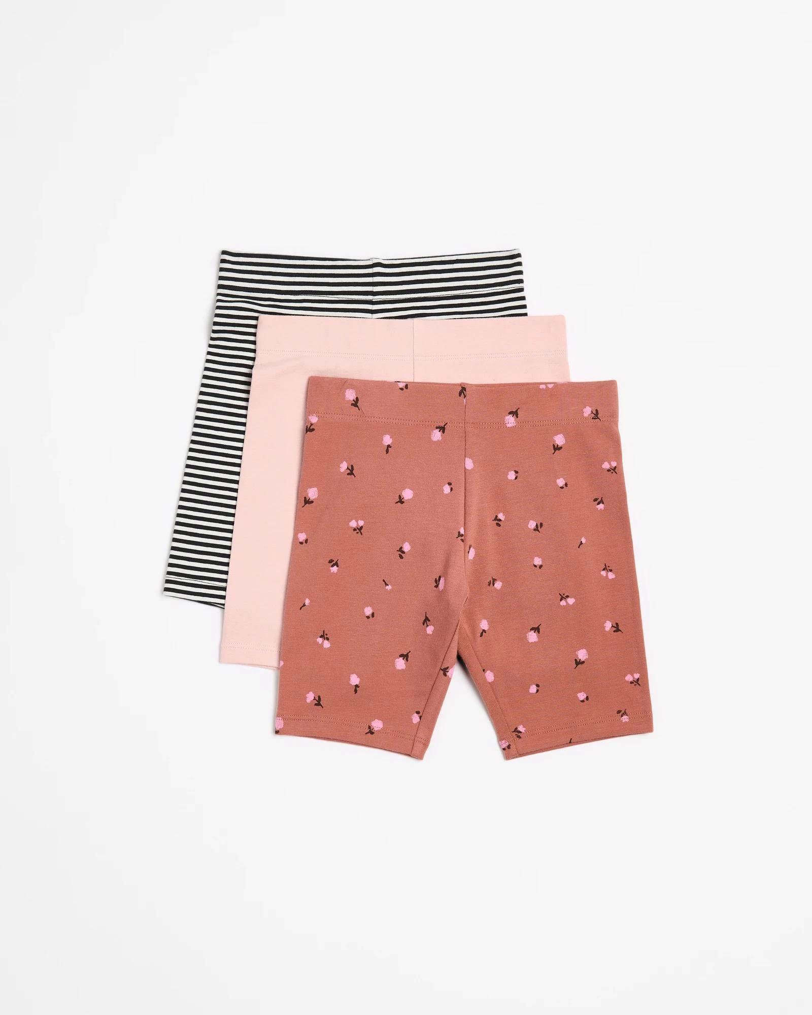 1 Target Kids Australian Cotton 3 Pack Print Bike Shorts FLORAL STRIPE, 1 of 5