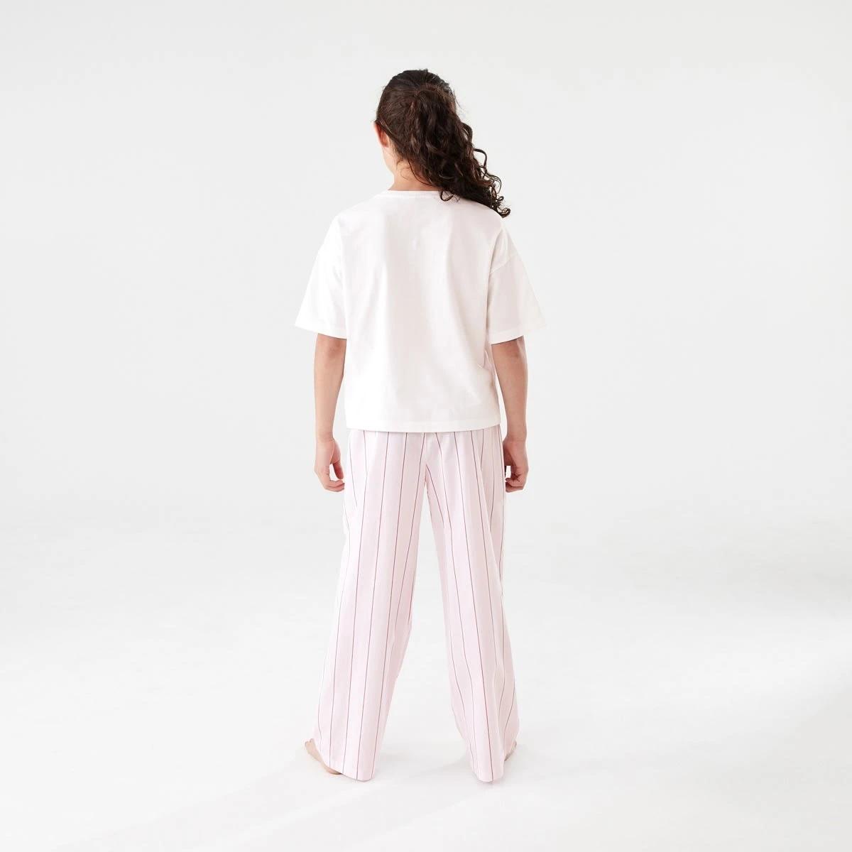 2 T-shirt and Woven Pants Pyjama Set Pnk Strp, 2 of 7