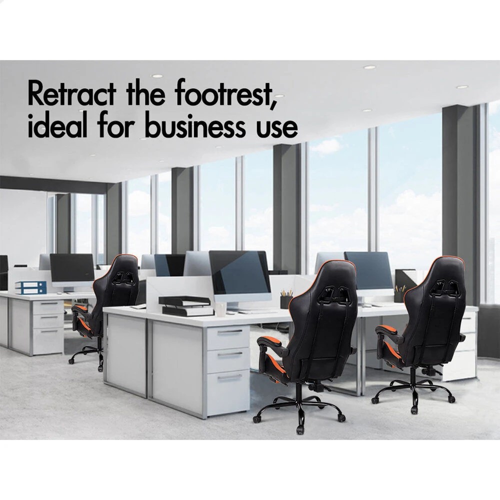 9 Alfordson Gaming Chair Office Executive Racing Footrest Seat PU Leather - Orange, 9 of 10