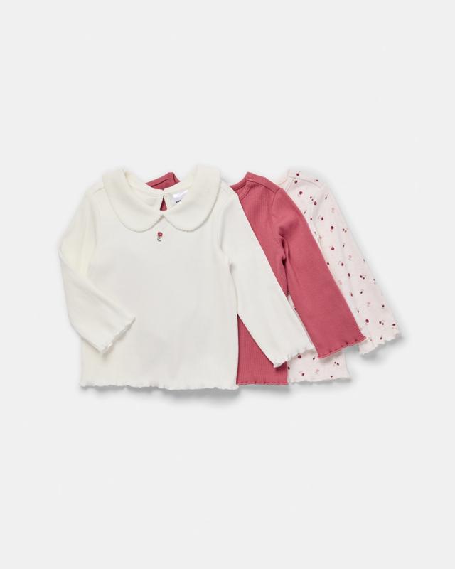 3 Pack Cotton Long Sleeve Rib T-sh