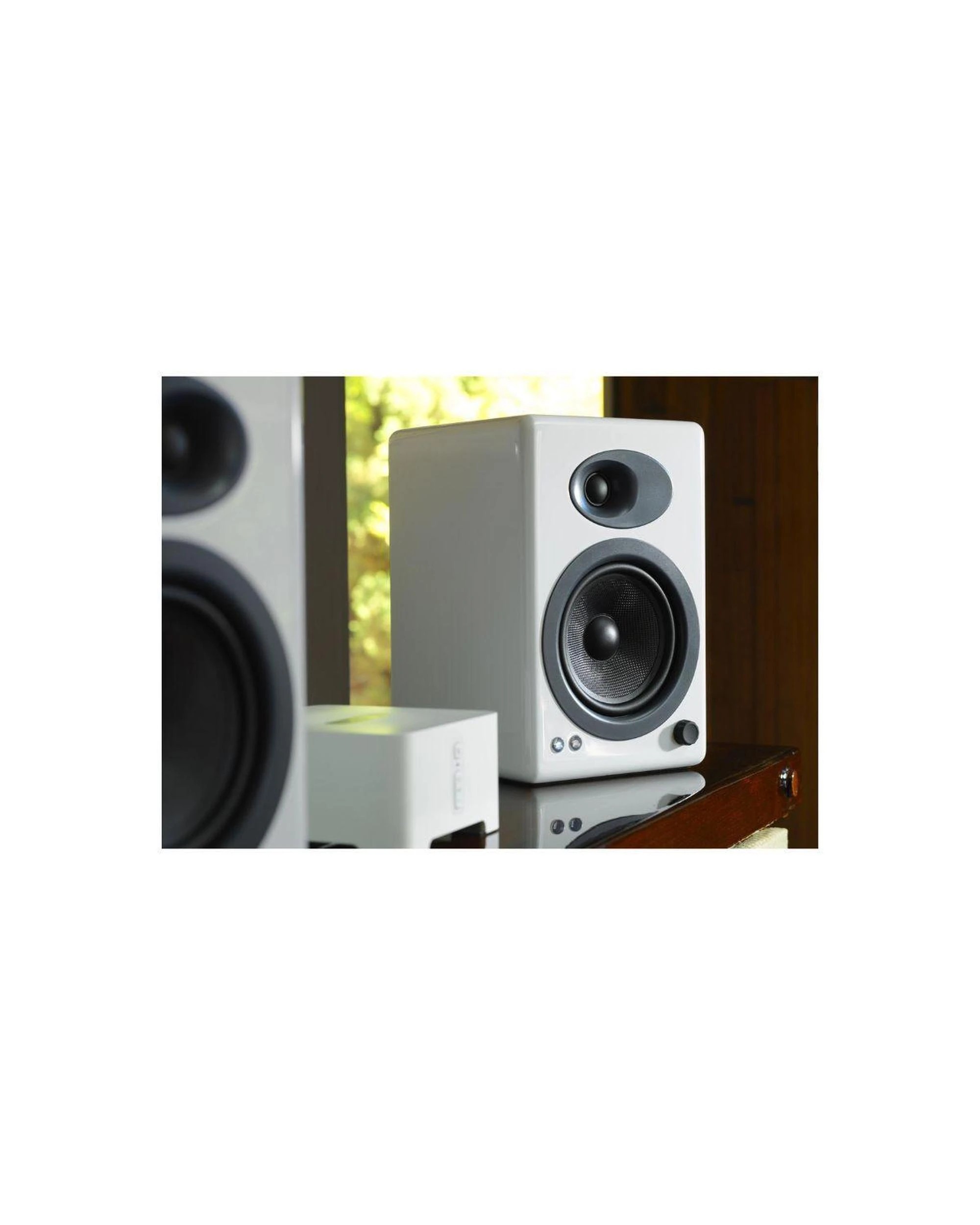 4 Audioengine A5 Classic Powered Bookshelf Speakers For Desktop PC Gloss White, 4 of 4