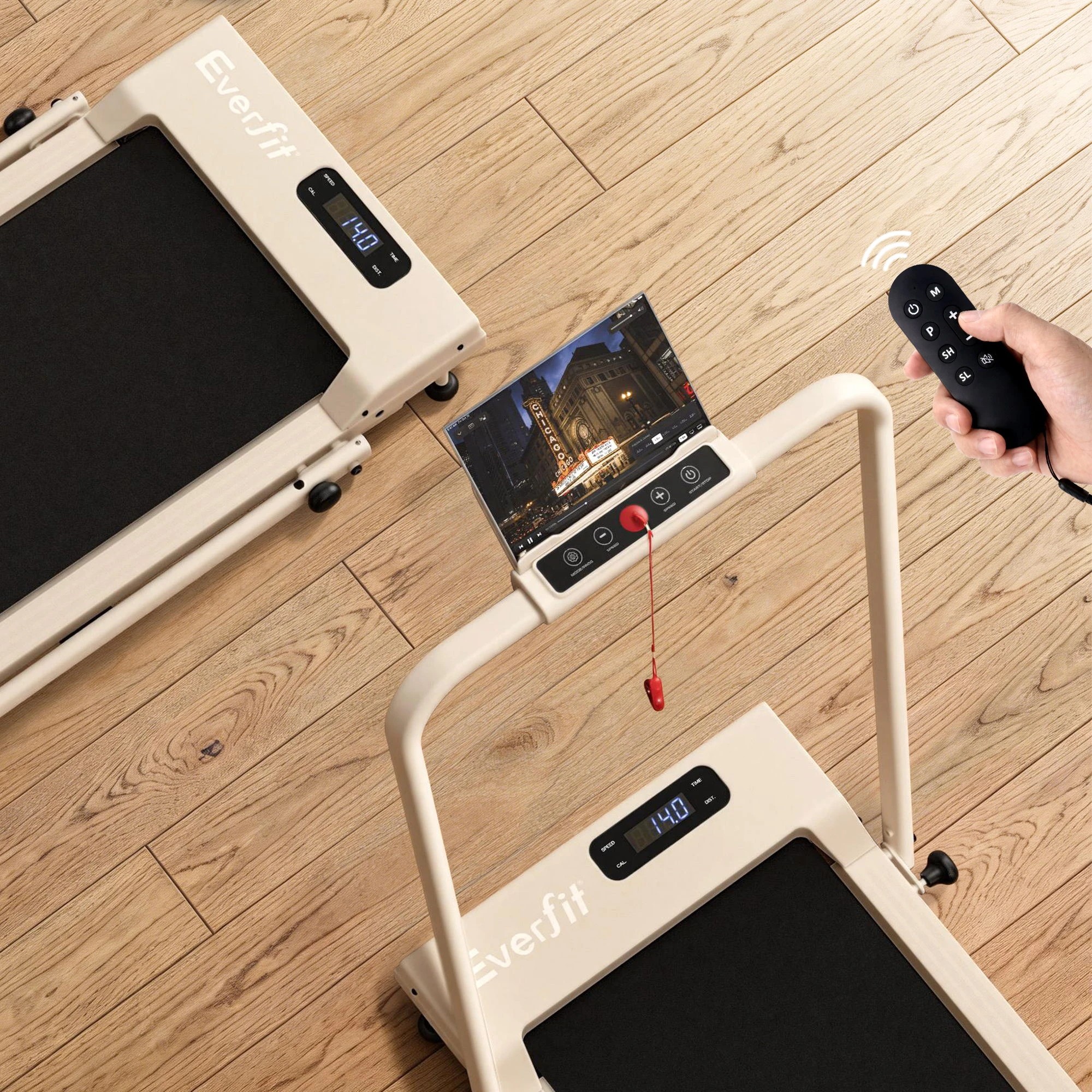 8 Everfit 3 in 1 Walking Pad Treadmill 12% Incline Under Desk Foldable for Home - Beige, 8 of 10
