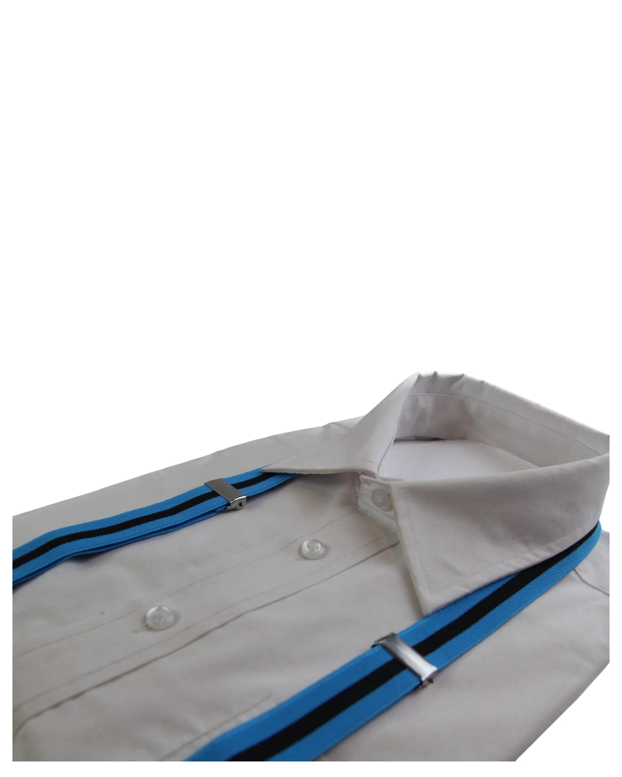 5 Zasel Mens Adjustable Light Blue & Black Striped Patterned Suspenders - Multi, 5 of 5