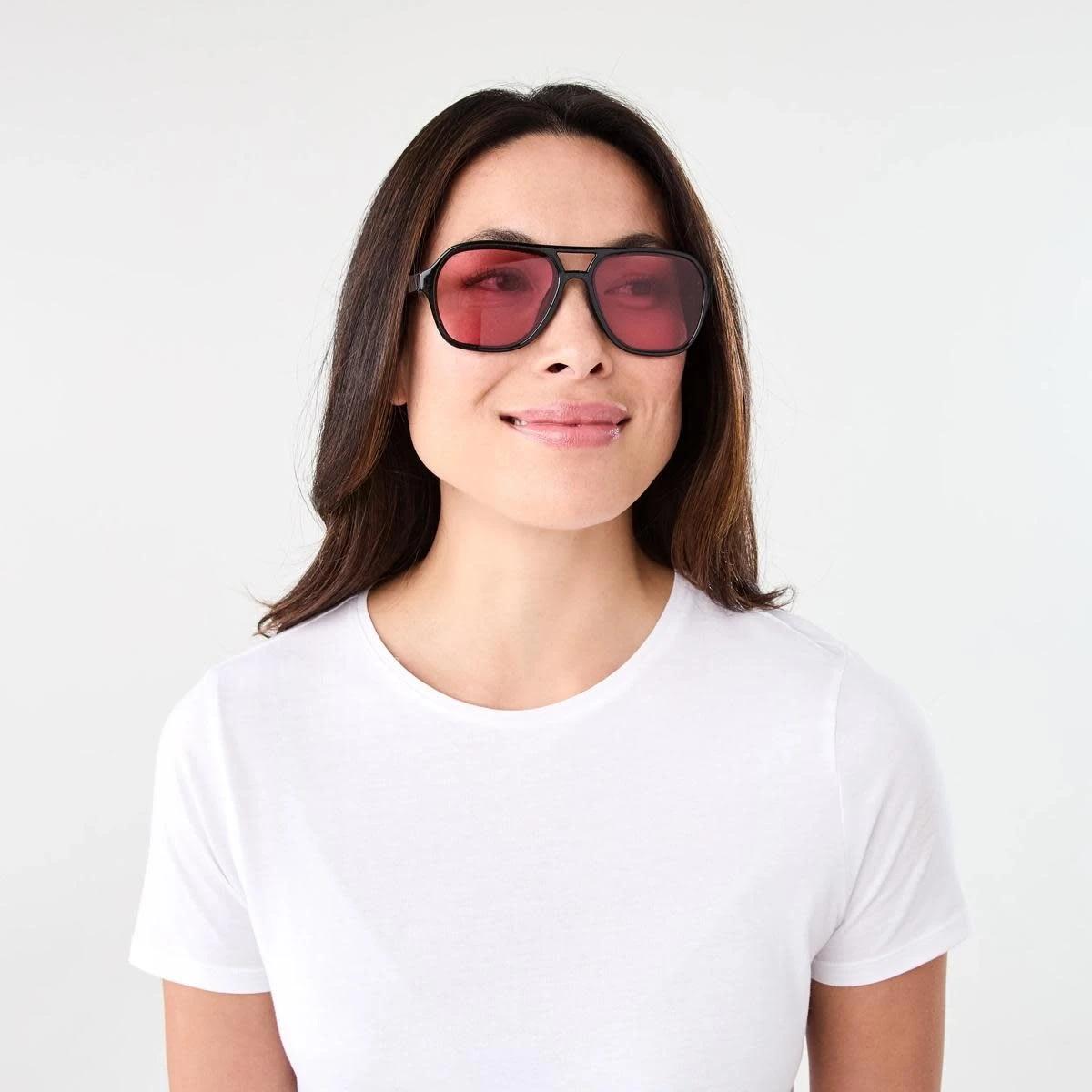 5 Square Aviator Sunglasses Blk Pink, 5 of 6