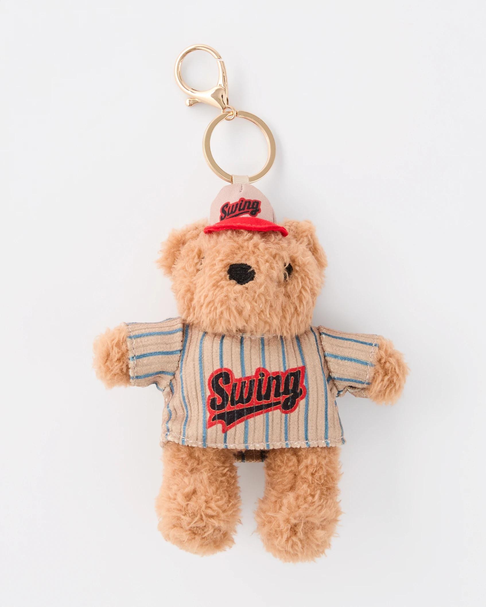 2 Baseball Bear Charm Keyring - Brown and Gold Tone Brown, 2 of 4