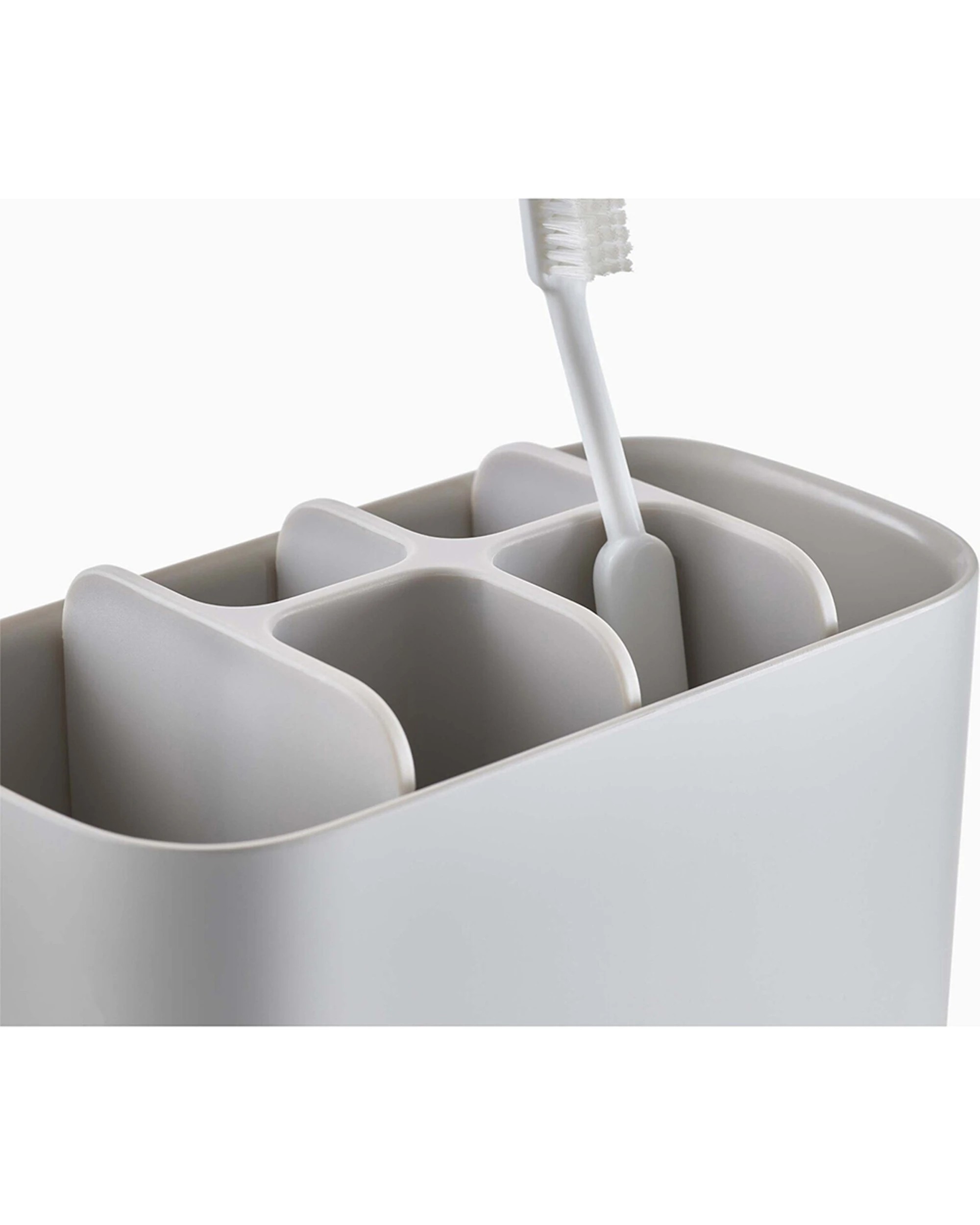 3 Joseph Joseph EasyStore 17cm Toothbrush Caddy Large Organised Storage - Ecru - White, 3 of 6